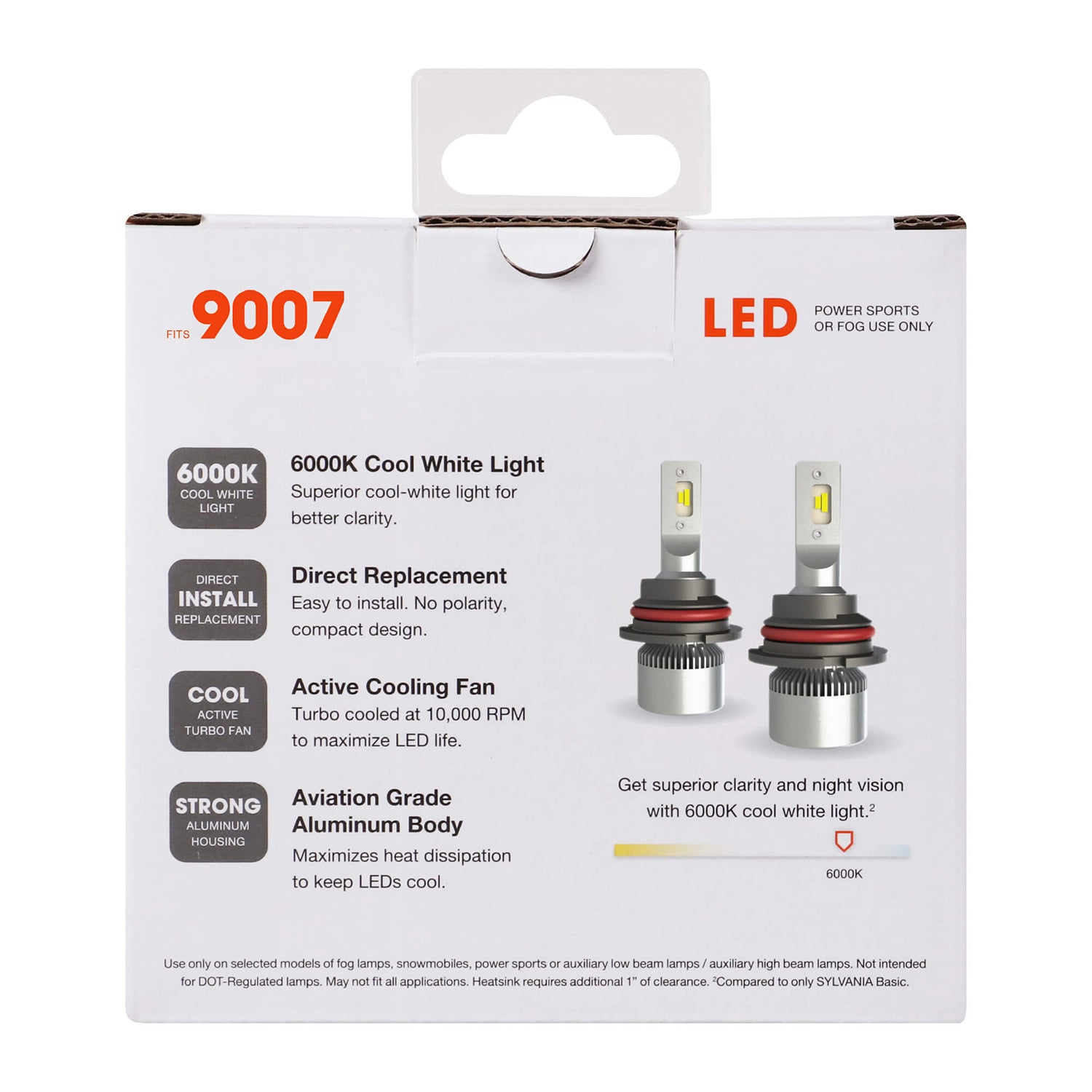 Sylvania LED Powersport Headlight Bulbs for Off-Road Use or Fog Lights - 2 Pk