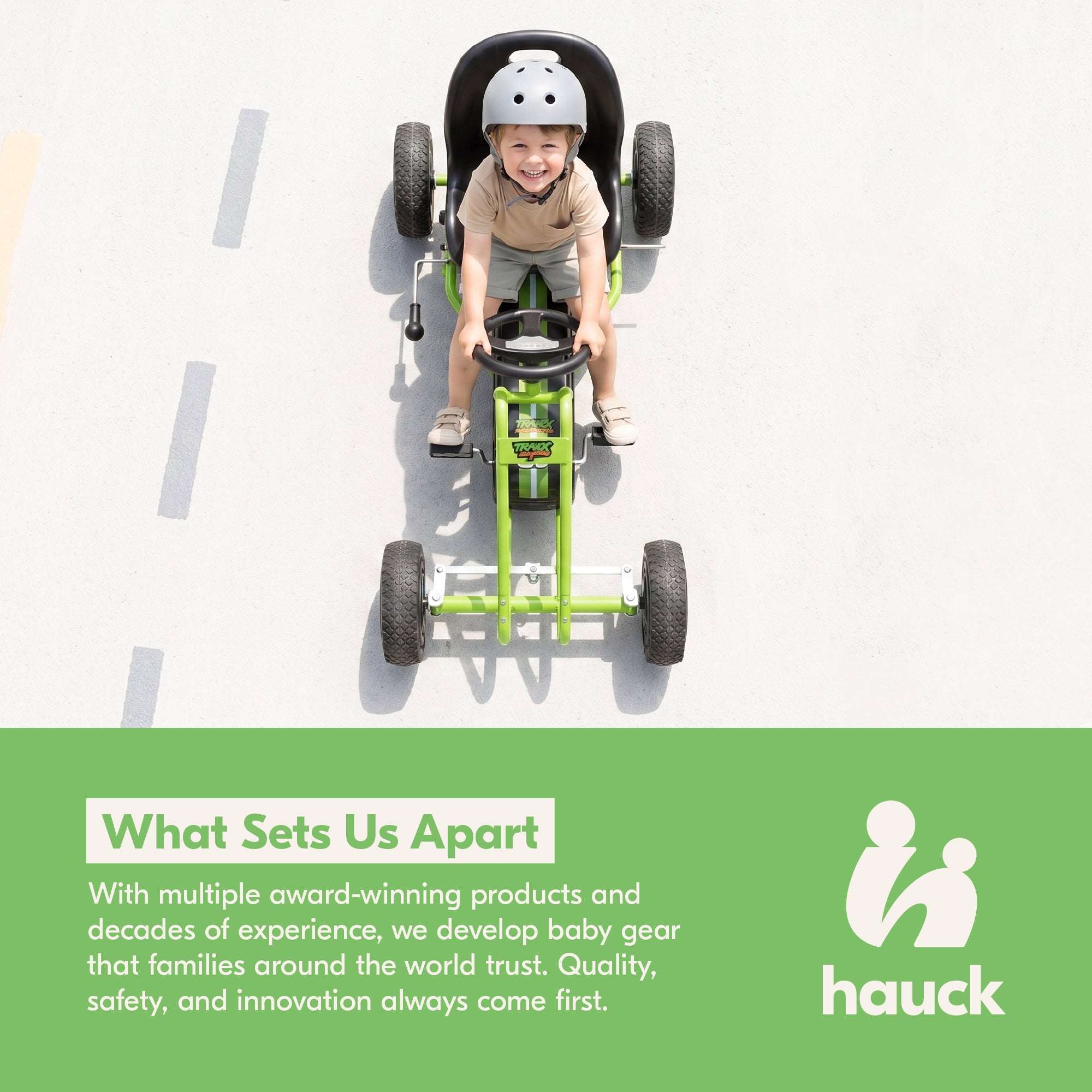 hauck Ergonomic Pedal Ride On Go Kart Toys for Boys and Girls Ages 4 to 8, Green