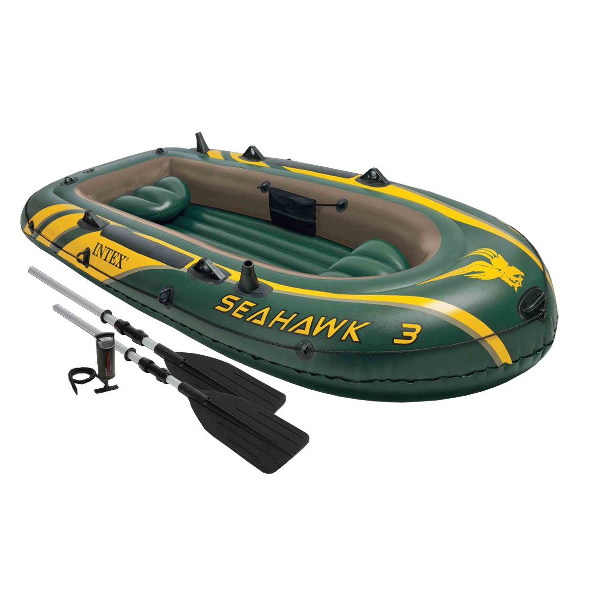 Intex 3 Person Boat Set w/ Aluminum Oars & Pump and Composite Boat Motor Mount - VMInnovations