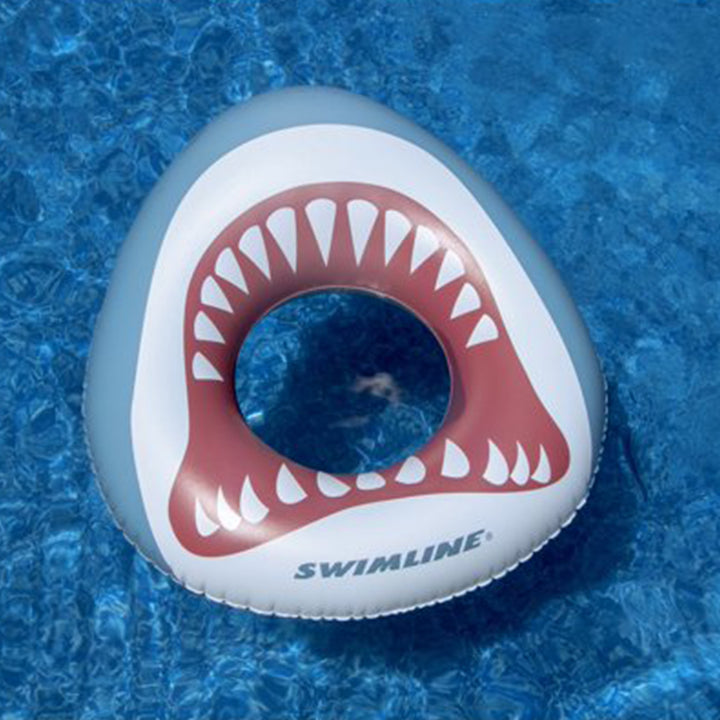 Swimline 38" Inflatable Shark Mouth Swimming Pool Floating Water Inner Tube Raft - VMInnovations