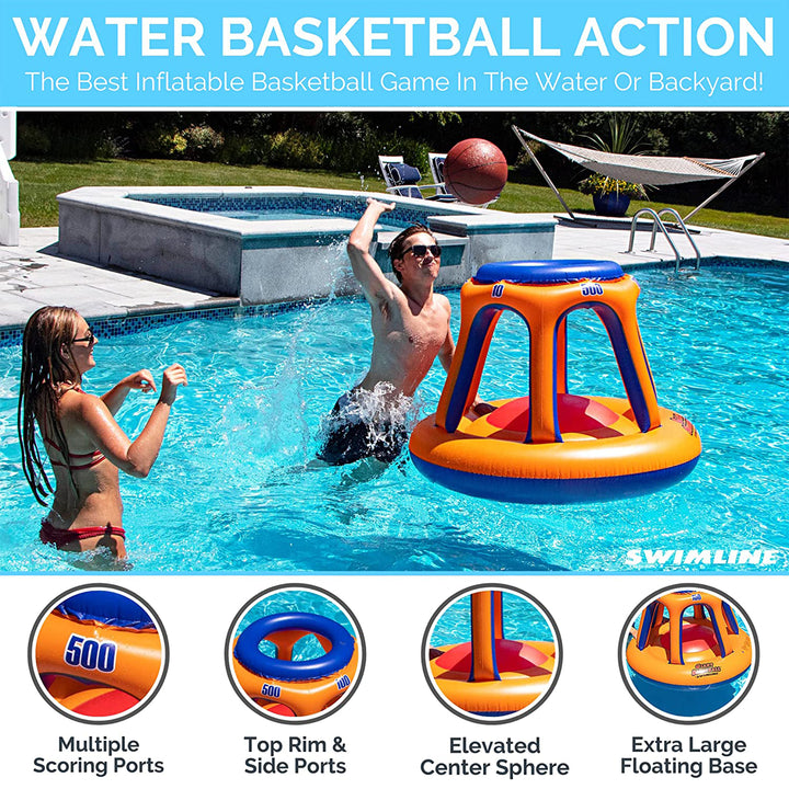 Swimline 36x48 Inflatable Floating Basketball Hoop Giant Shootball Fun Pool - VMInnovations