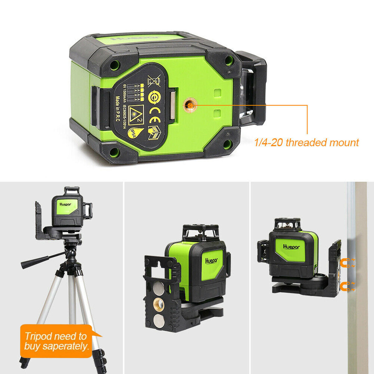 Huepar 360 Degree Cross Line Self Leveling Red Laser Level (Open Box)