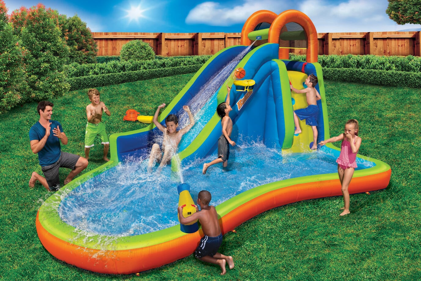 Banzai Big Blast Kids Inflatable Outdoor Water Park Playground and Water Slide