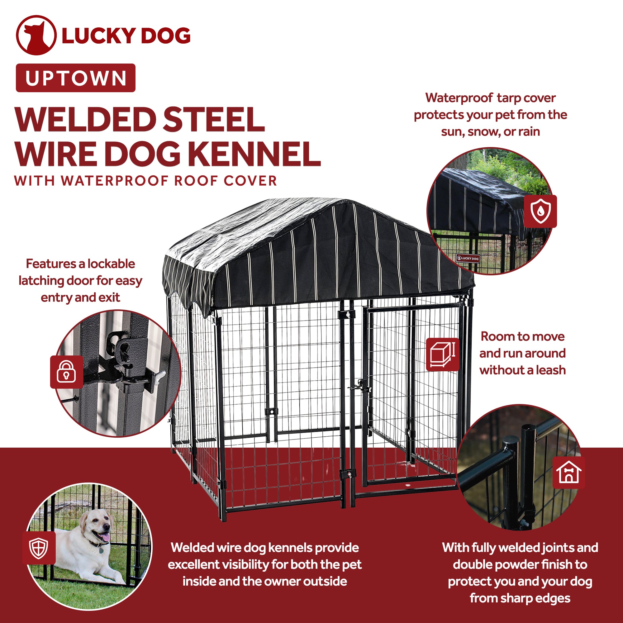 Lucky Dog Modular Pet Play Pen Welded Wire Dog Cage Kennel (Open Box) (3 Pack) - VMInnovations