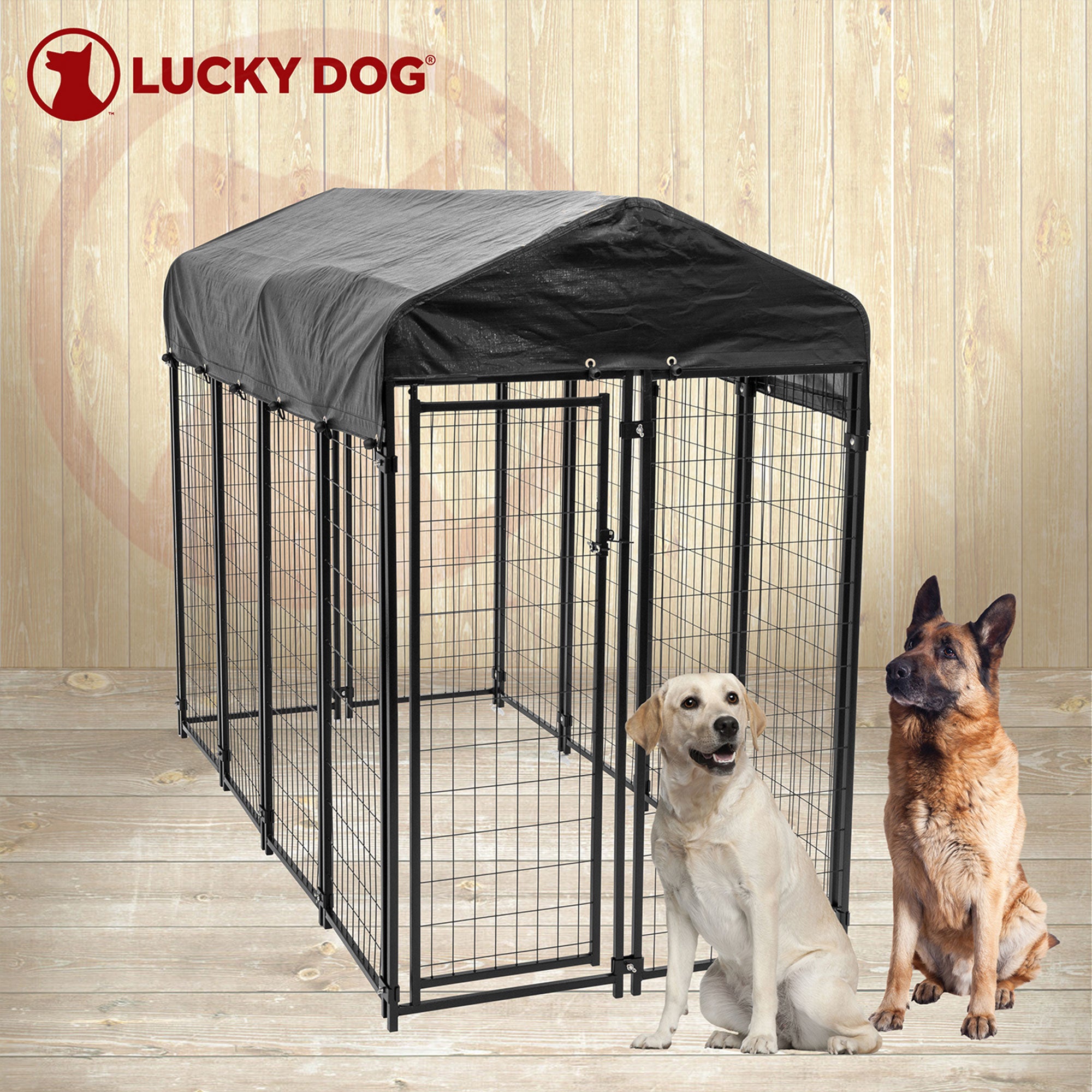 Lucky Dog Uptown Large Outdoor Covered Kennel Heavy Duty Dog Fence Pen (3 Pack) - VMInnovations
