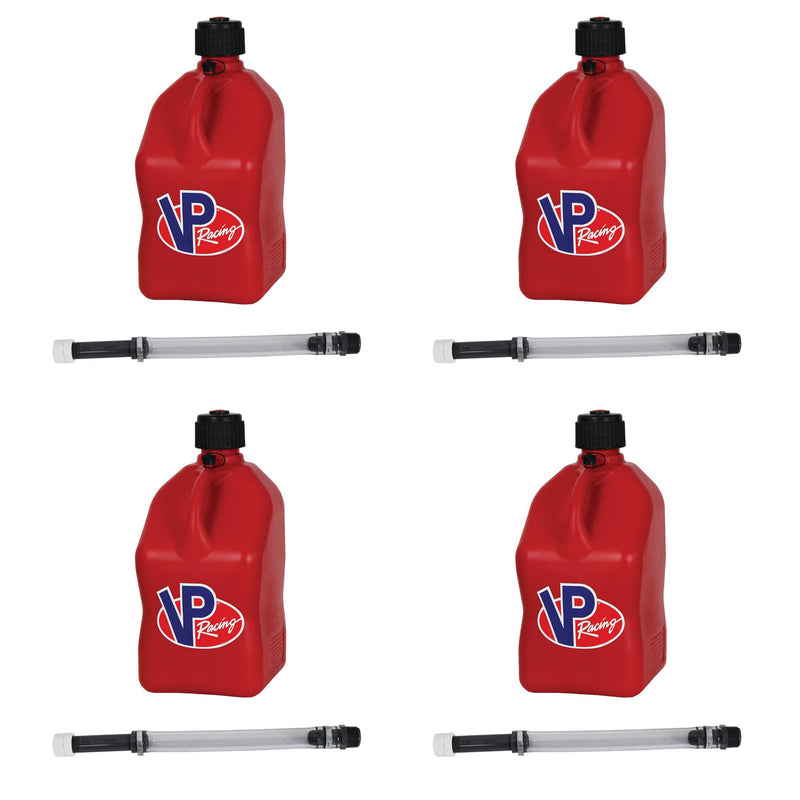 VP Racing Fuels Motorsport 5.5 Gal Utility Jug w/ 14" Deluxe Hose, Red (4 Pack)