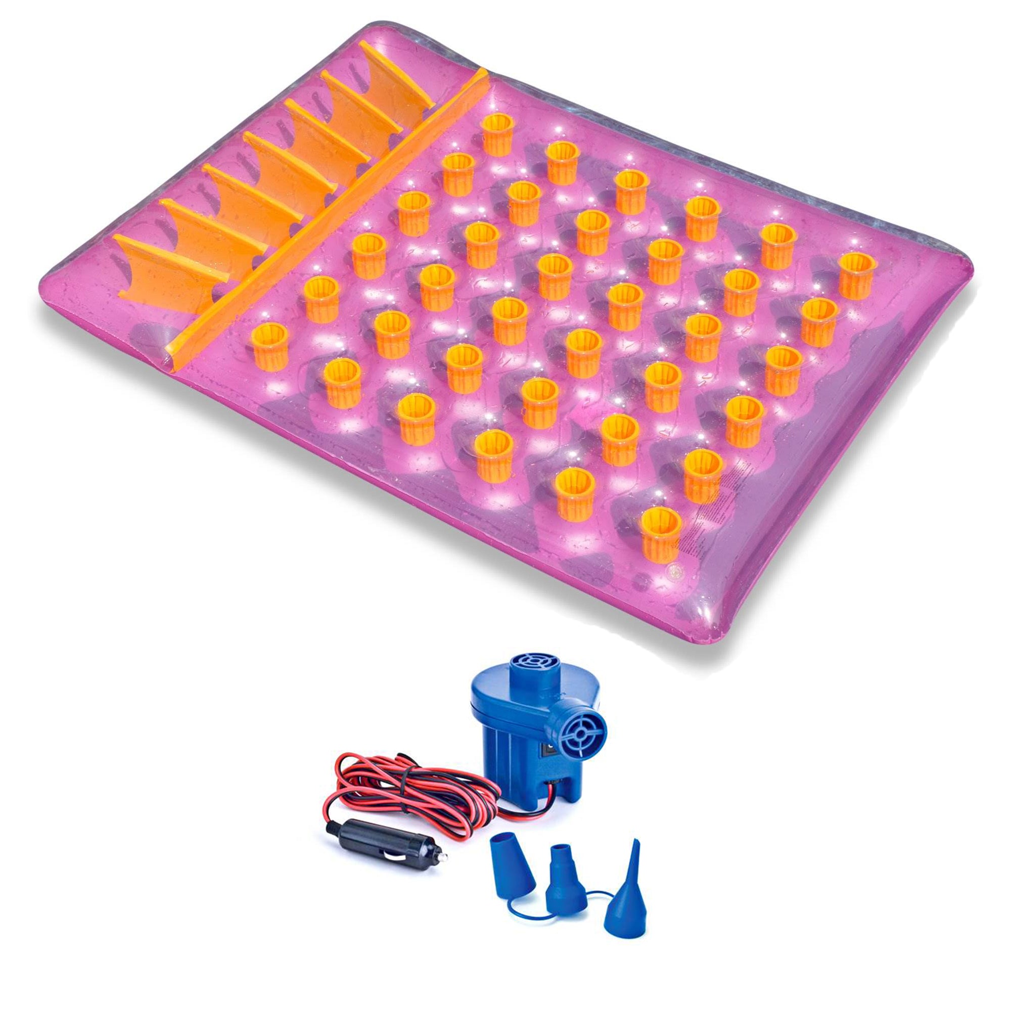 Swimline 2-Person Pool Float Mattress Lounger, Purple & 12 Volt Electric Pump - VMInnovations