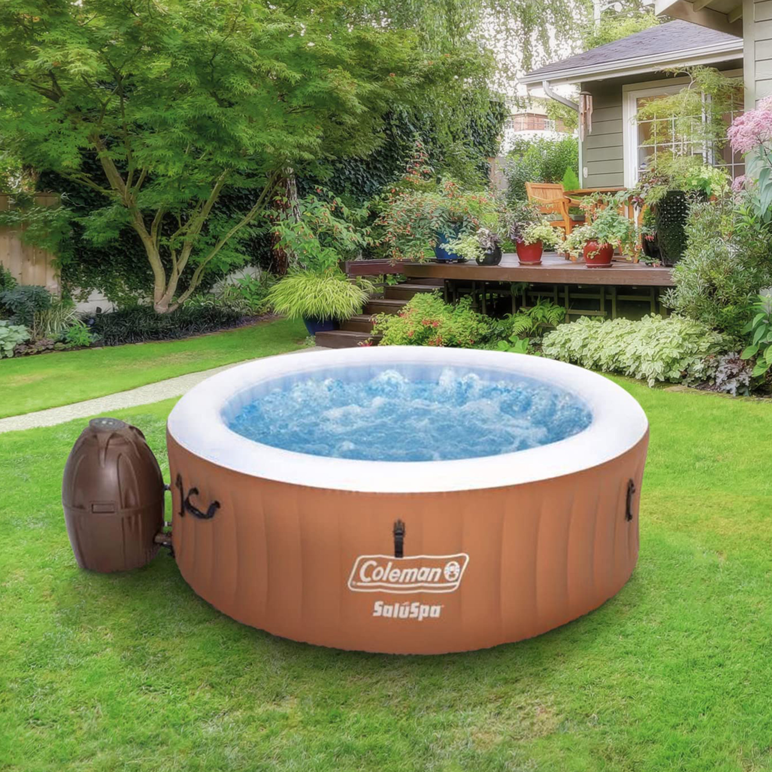 Coleman SaluSpa Miami 4 Person Inflatable Hot Tub with EZ Spa Chemical Treatment