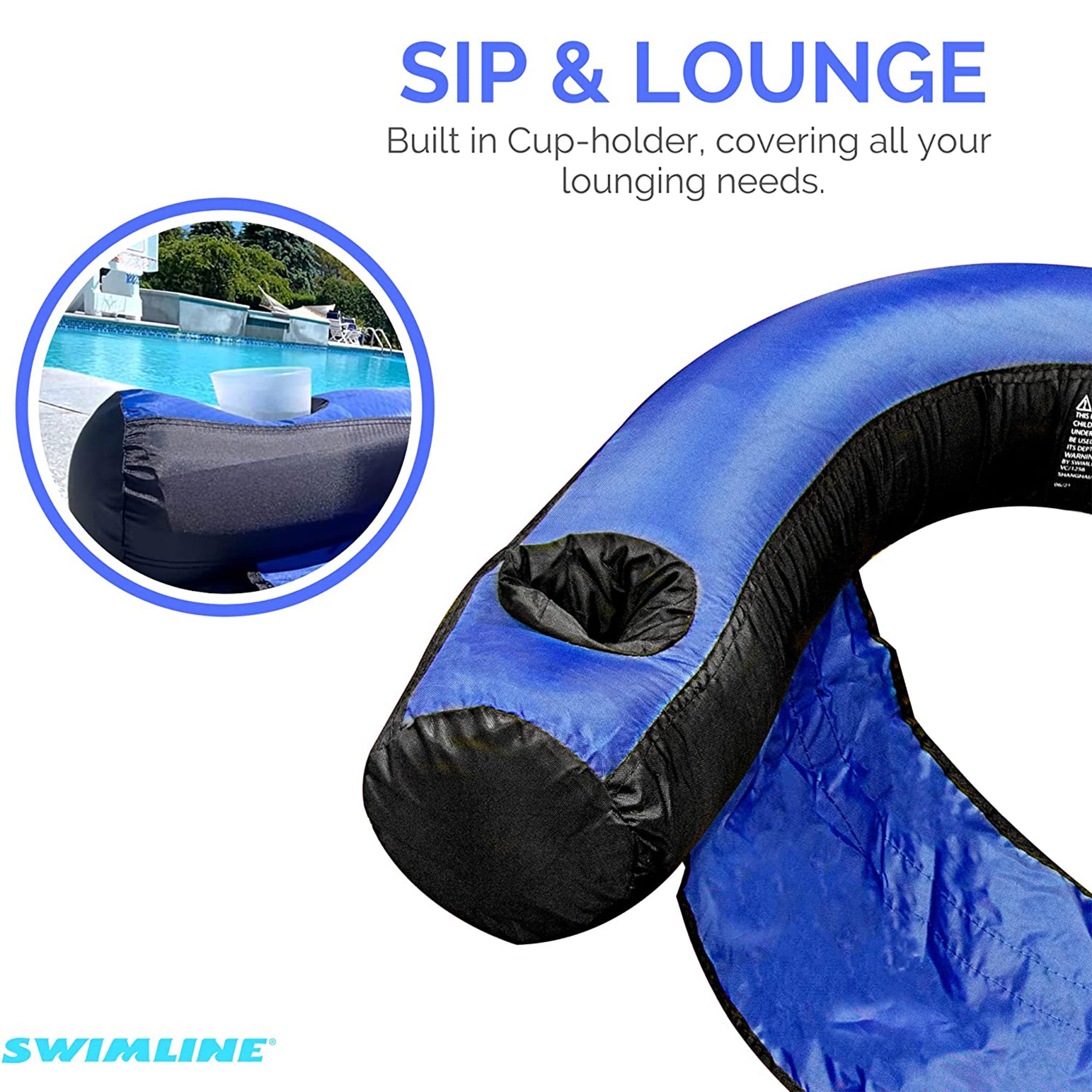 Swimline 90465 Inflatable Nylon Covered Pool Chair Float (Open Box)