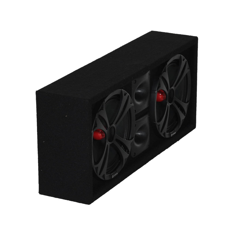 Q Power Dual Pre Loaded 10 Inch Speaker Sub Box Enclosure w/ 2 Tweeters (Used)