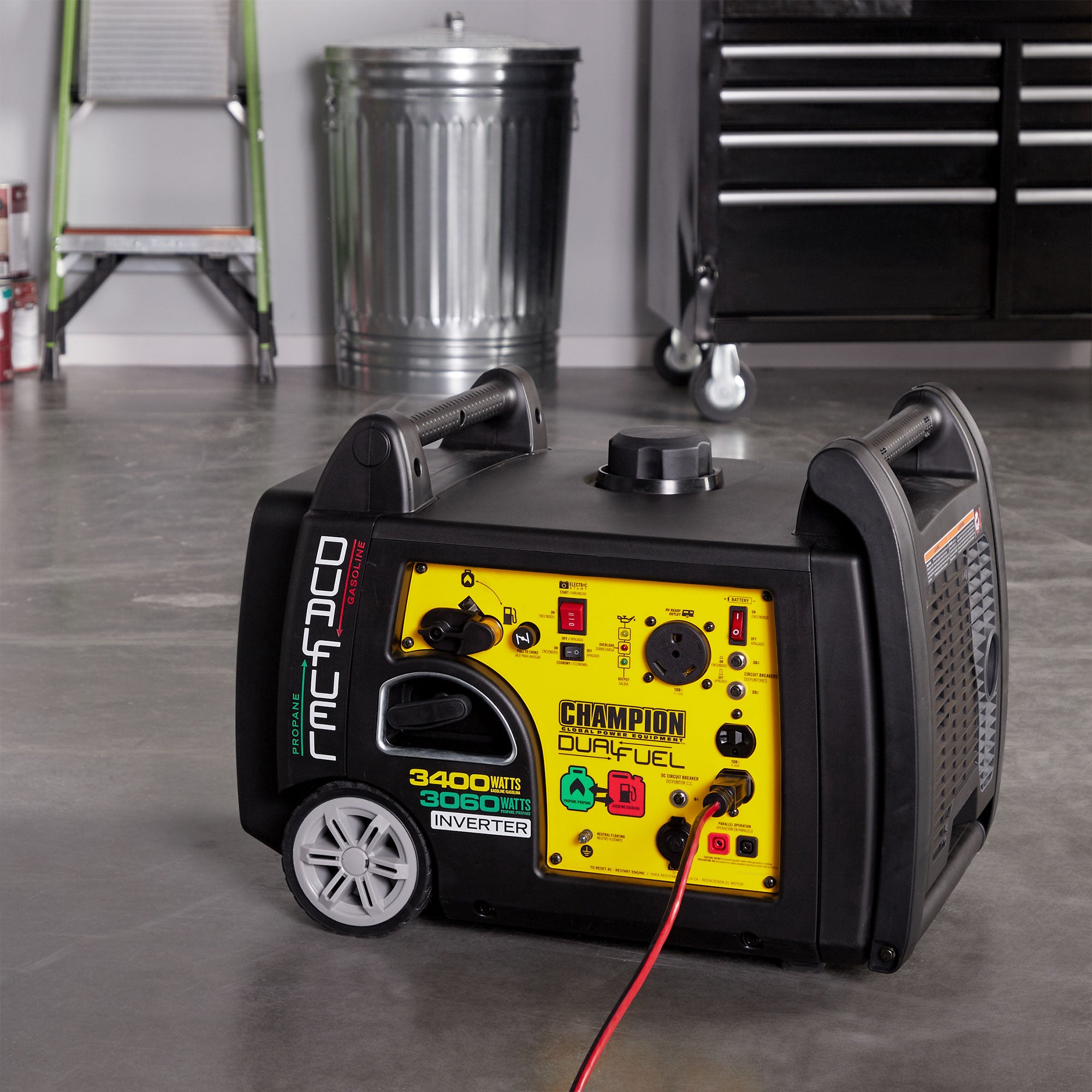 Champion 3400W Portable Electric Start Dual Fuel Inverter Generator (Open Box)