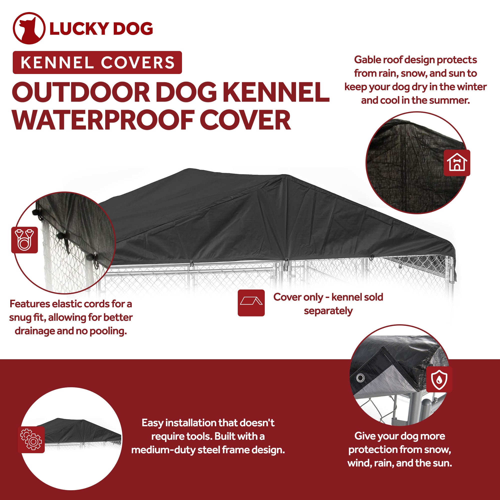 WeatherGuard 10' x 10' Dog Run Kennel Enclosure Waterproof Roof Cover (Used) - VMInnovations