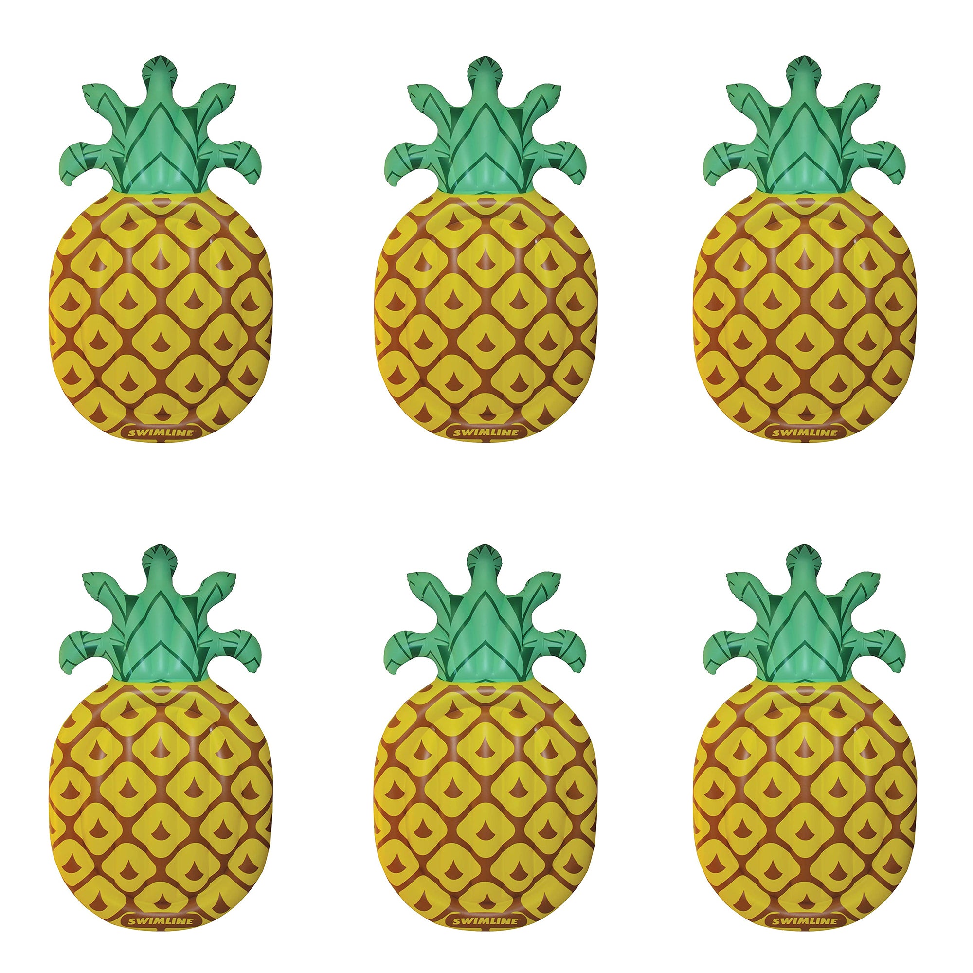 Swimline Giant 88" Inflatable Tropical Pineapple Pool Float Lounger (6 Pack)