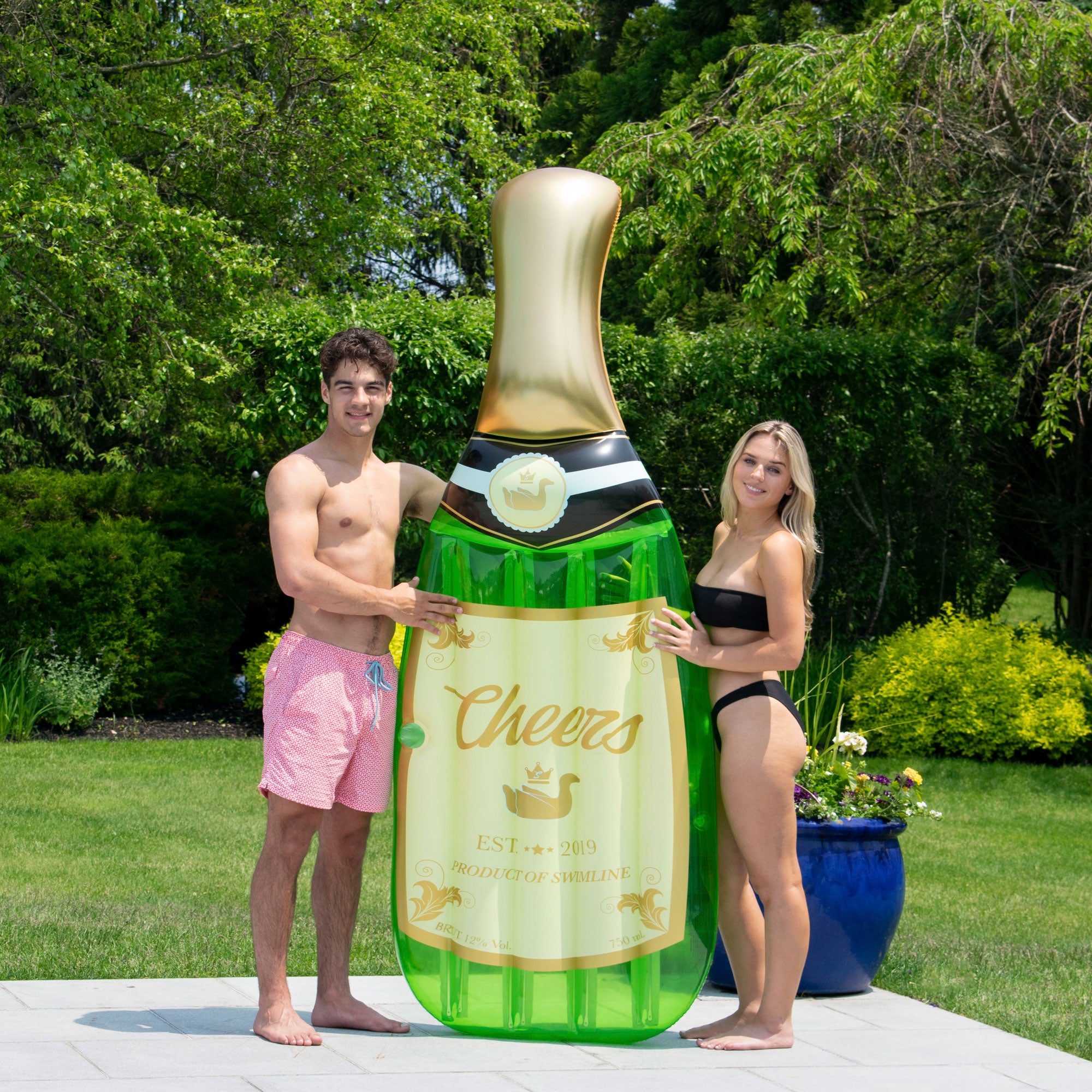 Swimline Cheers Bubbly Giant Inflatable Champagne Swimming Pool Float (Open Box) - VMInnovations
