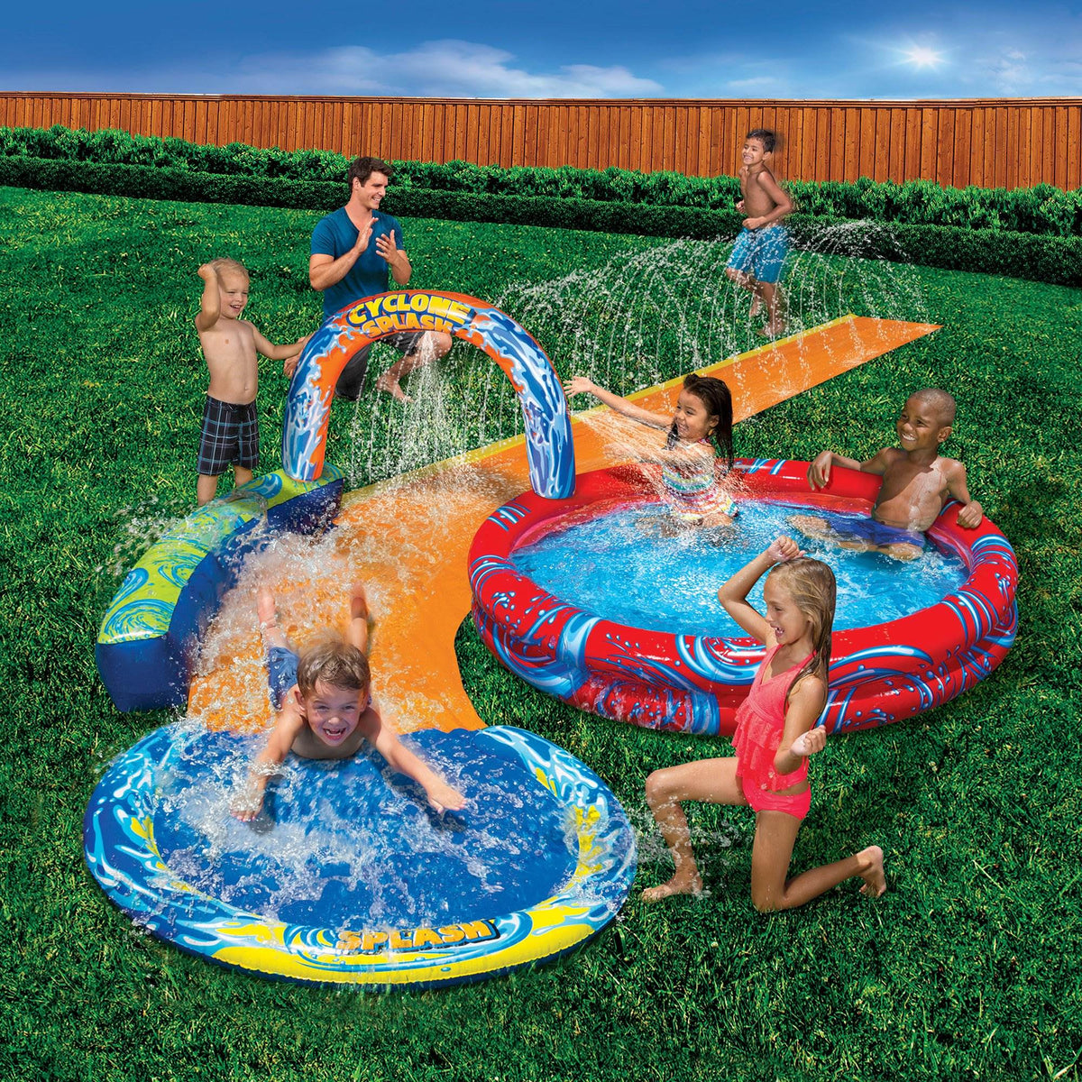 Banzai Toss Like A Boss Pong Game & Cyclone Splash Park Inflatable w/ Slide Pool