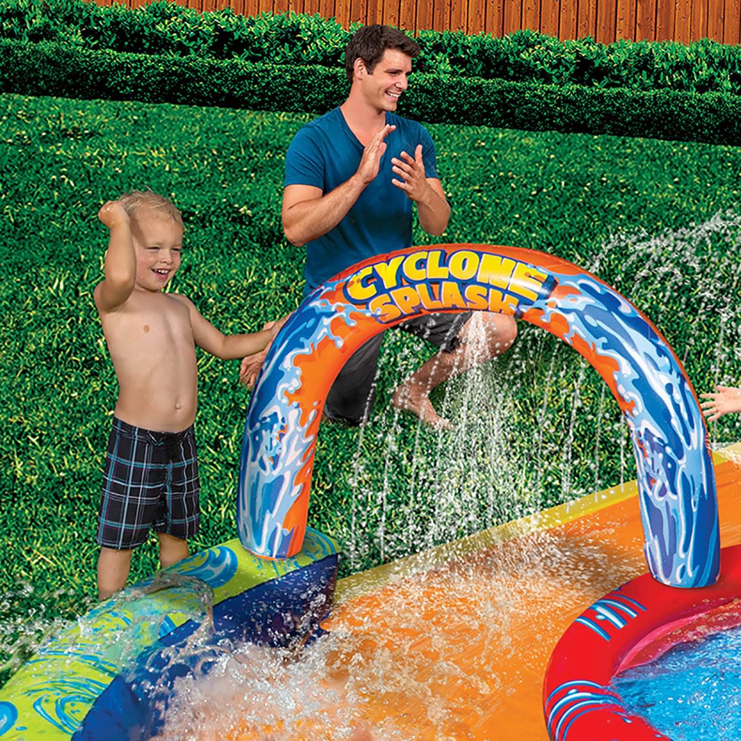 Banzai Toss Like A Boss Pong Game & Cyclone Splash Park Inflatable w/ Slide Pool