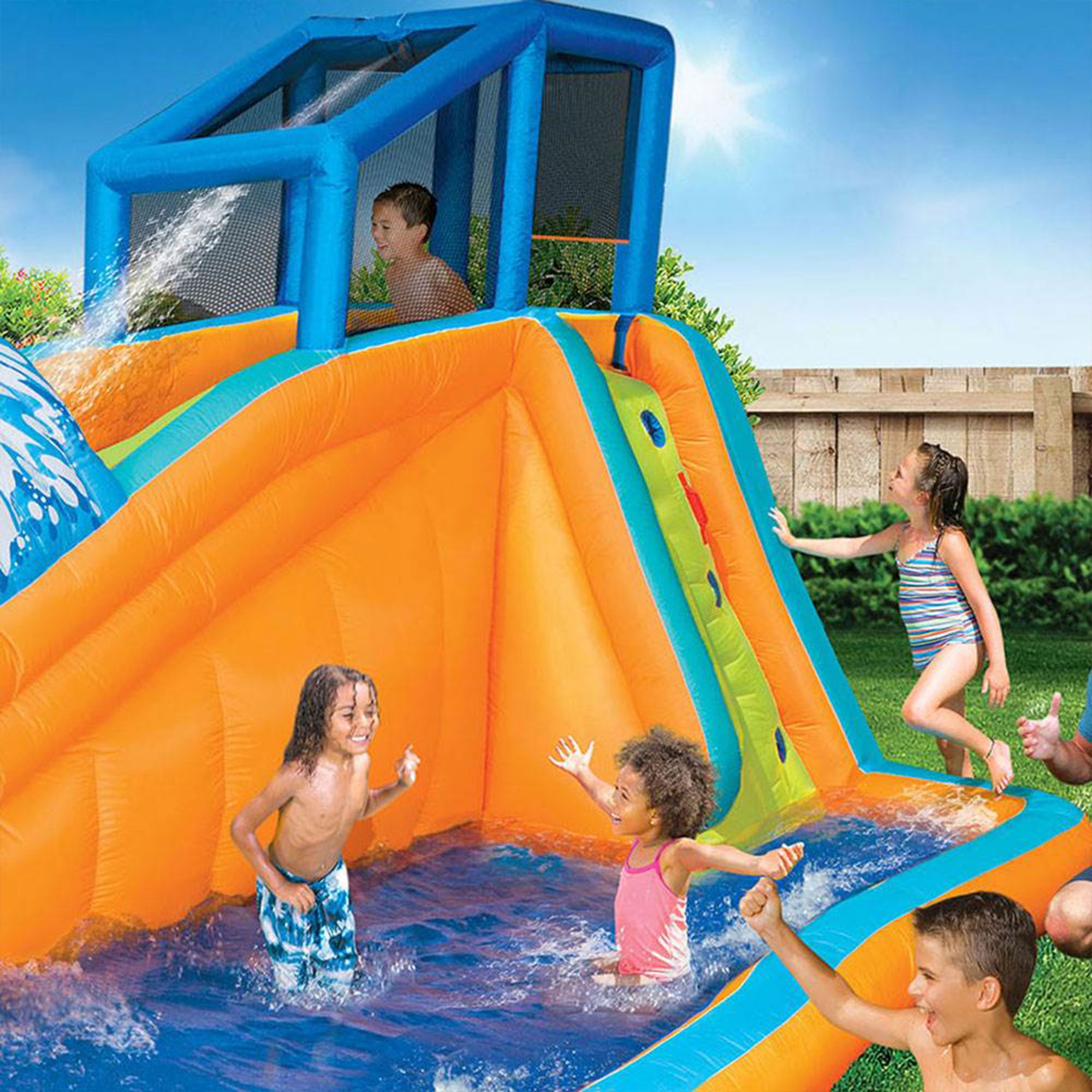 Banzai Kids Inflatable Surf Rider Aqua Lagoon Water Park Slide Pool (Open Box) - VMInnovations