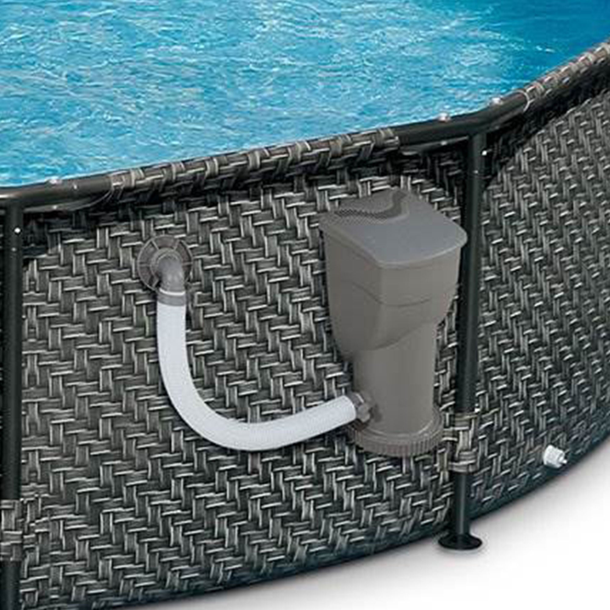 Summer Waves 12' x 33" Above Ground Pool Set w/ Pump, Dark Wicker (Open Box)