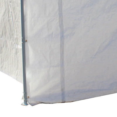 Caravan Canopy Domain 10 x 20 Ft Carport Top and Sidewalls, White w/ Anchor Set