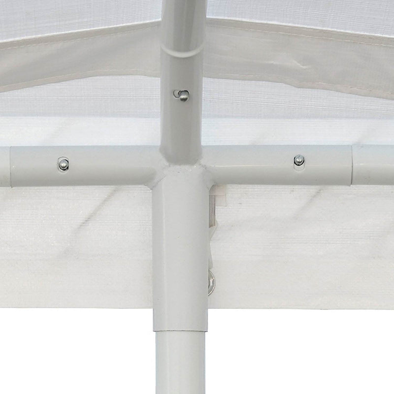 Caravan Canopy Domain 10 x 20 Ft Carport Top and Sidewalls, White w/ Anchor Set