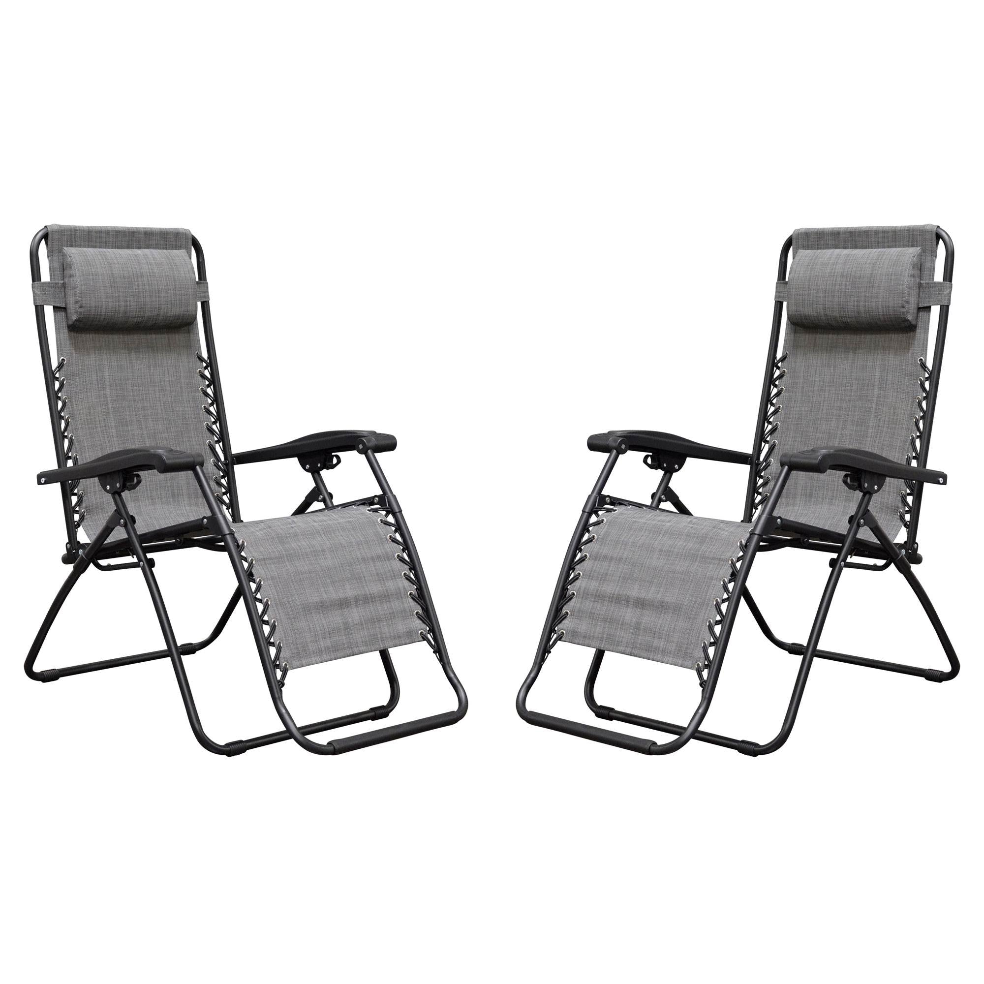 Caravan Canopy Infinity Zero Gravity Steel Patio Chair, Grey (Pair) (Open Box) - VMInnovations