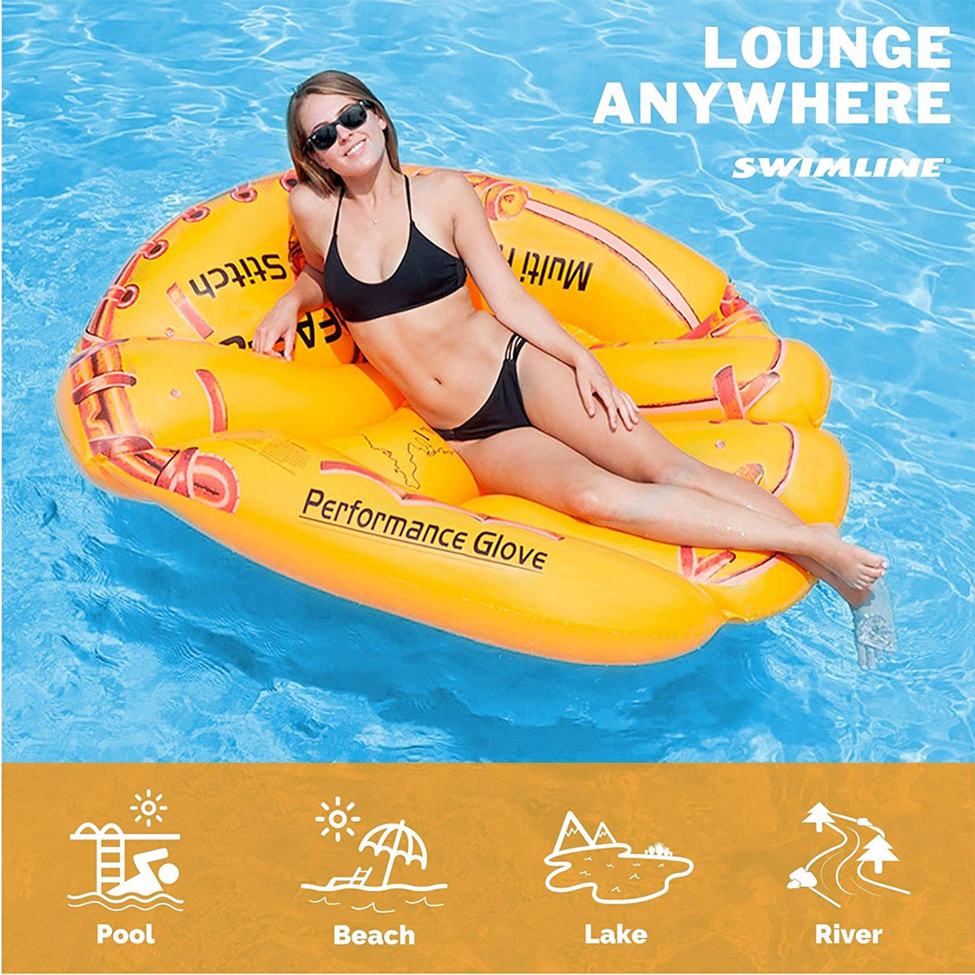 Swimline 90844 Giant 62" Inflatable Baseball Glove Swimming Pool Float, Orange - VMInnovations