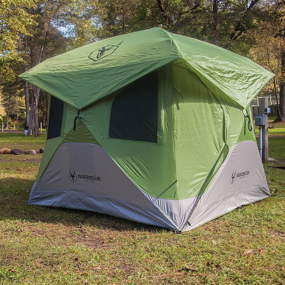 Gazelle Tents T3 6' Heavy Duty Pop Up Hub 3 Person Camping Tent, Green (Used)
