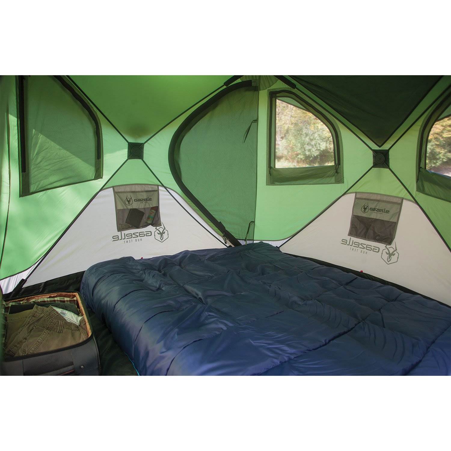Gazelle Tents T3 6' Heavy Duty Pop Up Hub 3 Person Camping Tent, Green (Used)