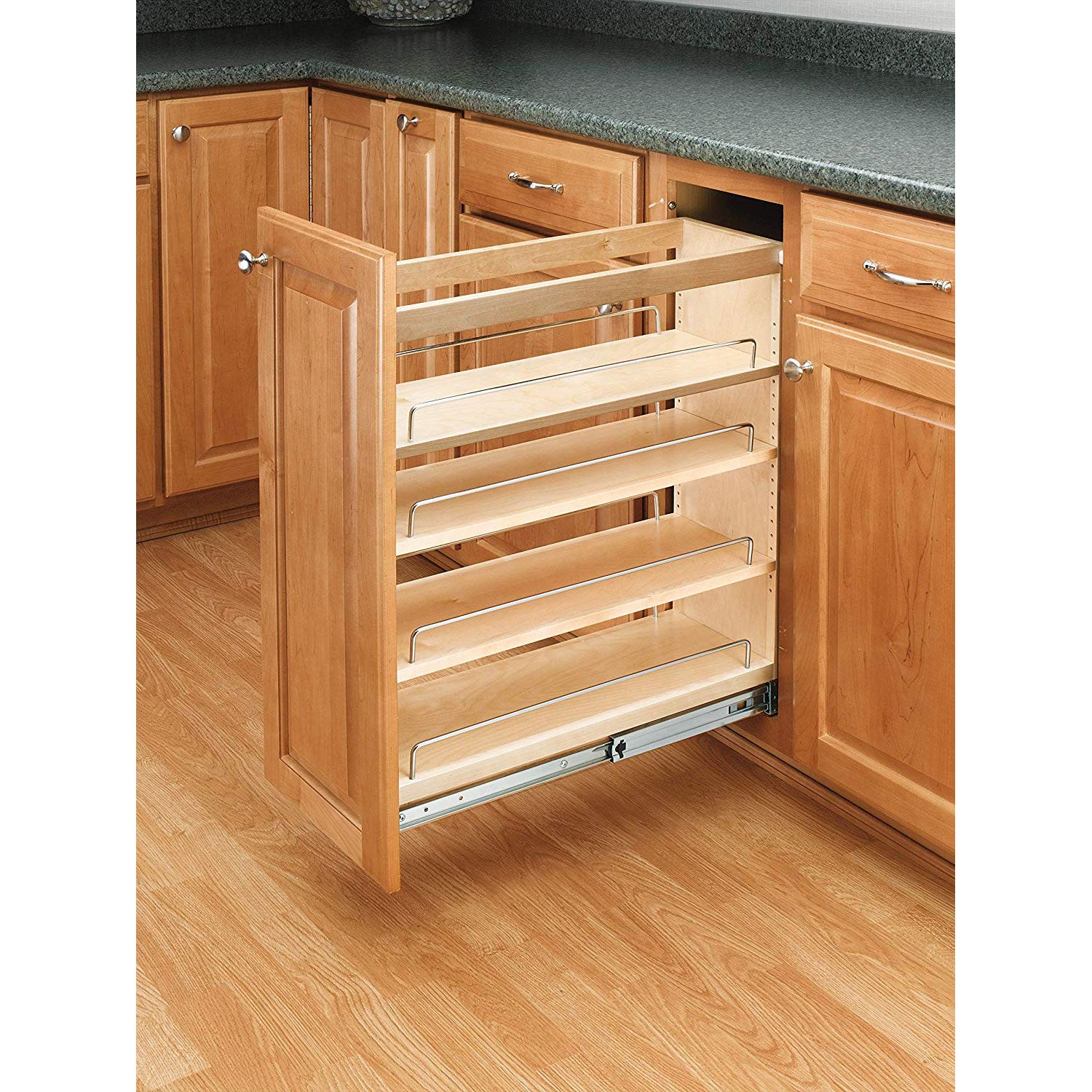 Rev A Shelf 5 Inch Wood Base Kitchen Under Cabinet Organizer, Maple (2 Pack) - VMInnovations