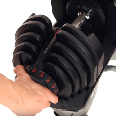 Bowflex SelectTech 1090 Adjustable Dumbbell Weights (Pair) + Stand w/ Media Rack