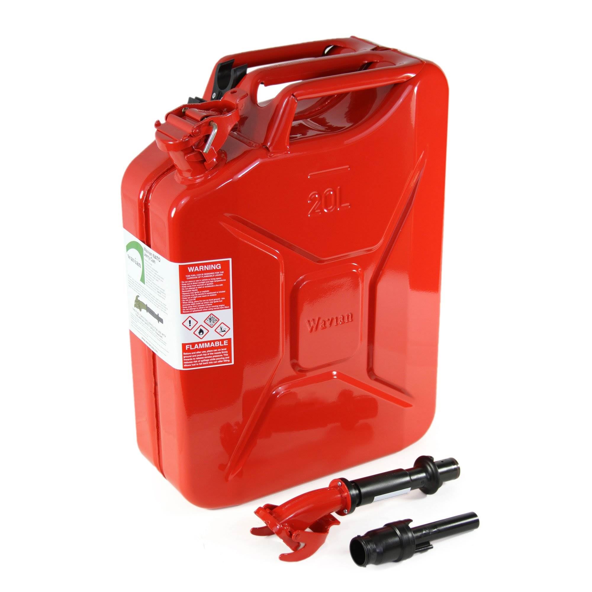 Wavian 5.3 Gal/20 L CARB Jerry Can and 1.3 Gal/5 L Steel Jerry Can, Red