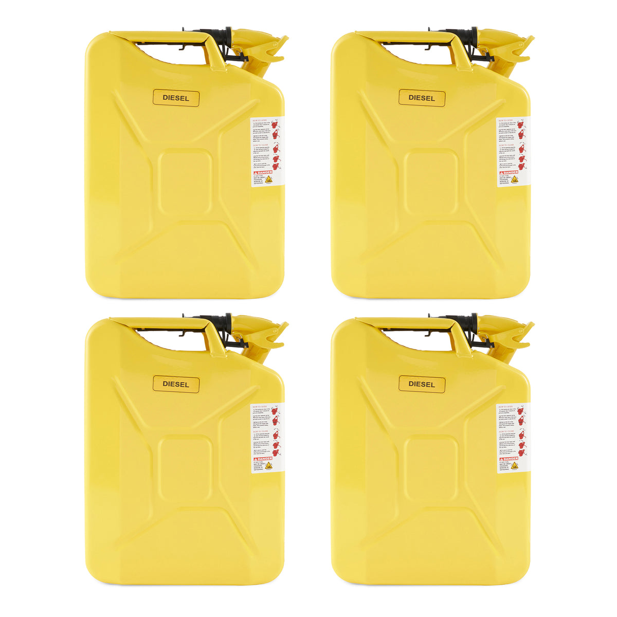 4 Wavian 3011 5.3 Gallon 20L Authentic CARB Fuel Jerry Cans with Spout