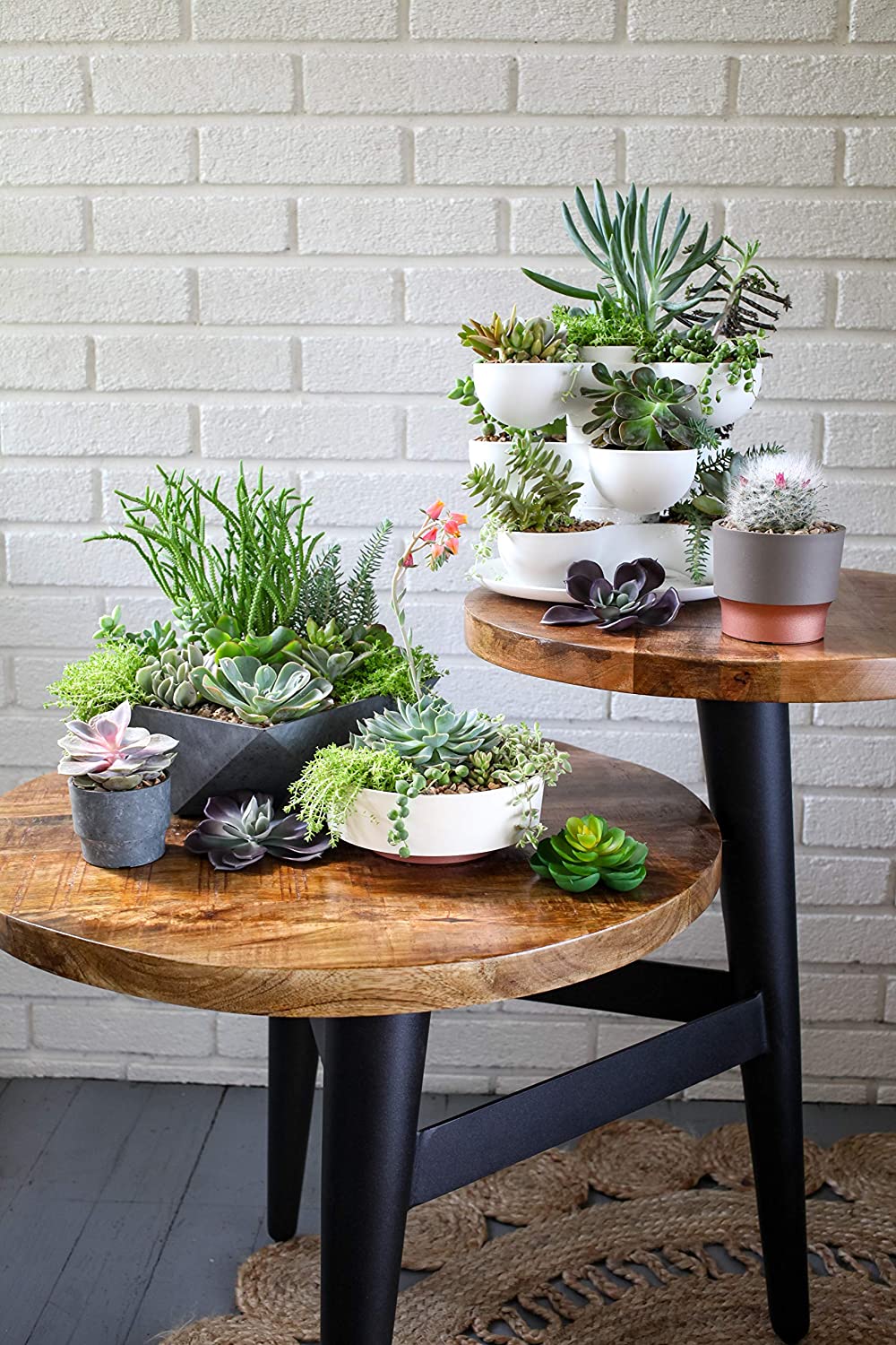 The HC Companies 8" Pixie Indoor Stacking Succulent Planter Pot, Artisan Taupe