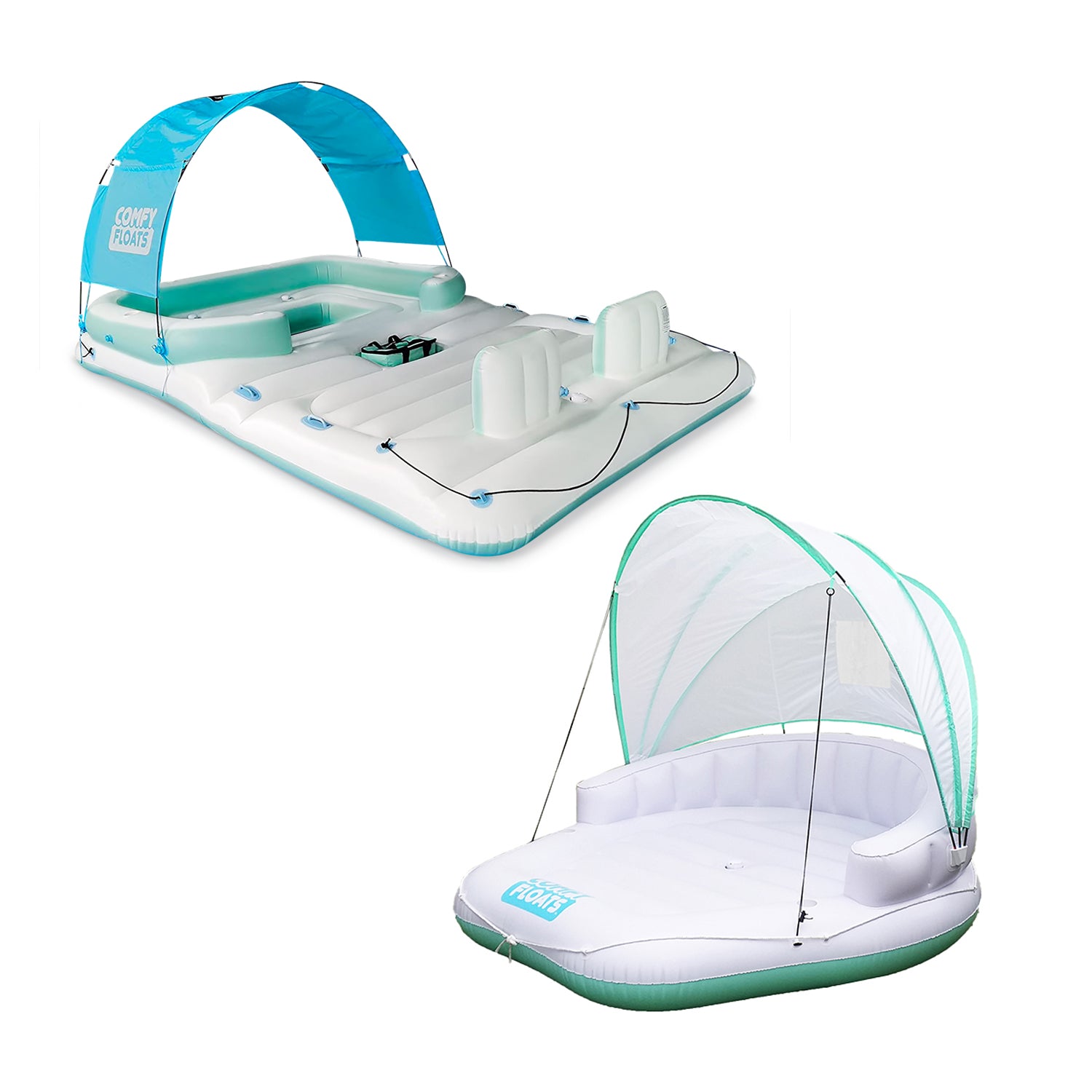 Comfy Floats 13 Foot Misting Platform & Cabana Pool Float with Retractable Cover - VMInnovations