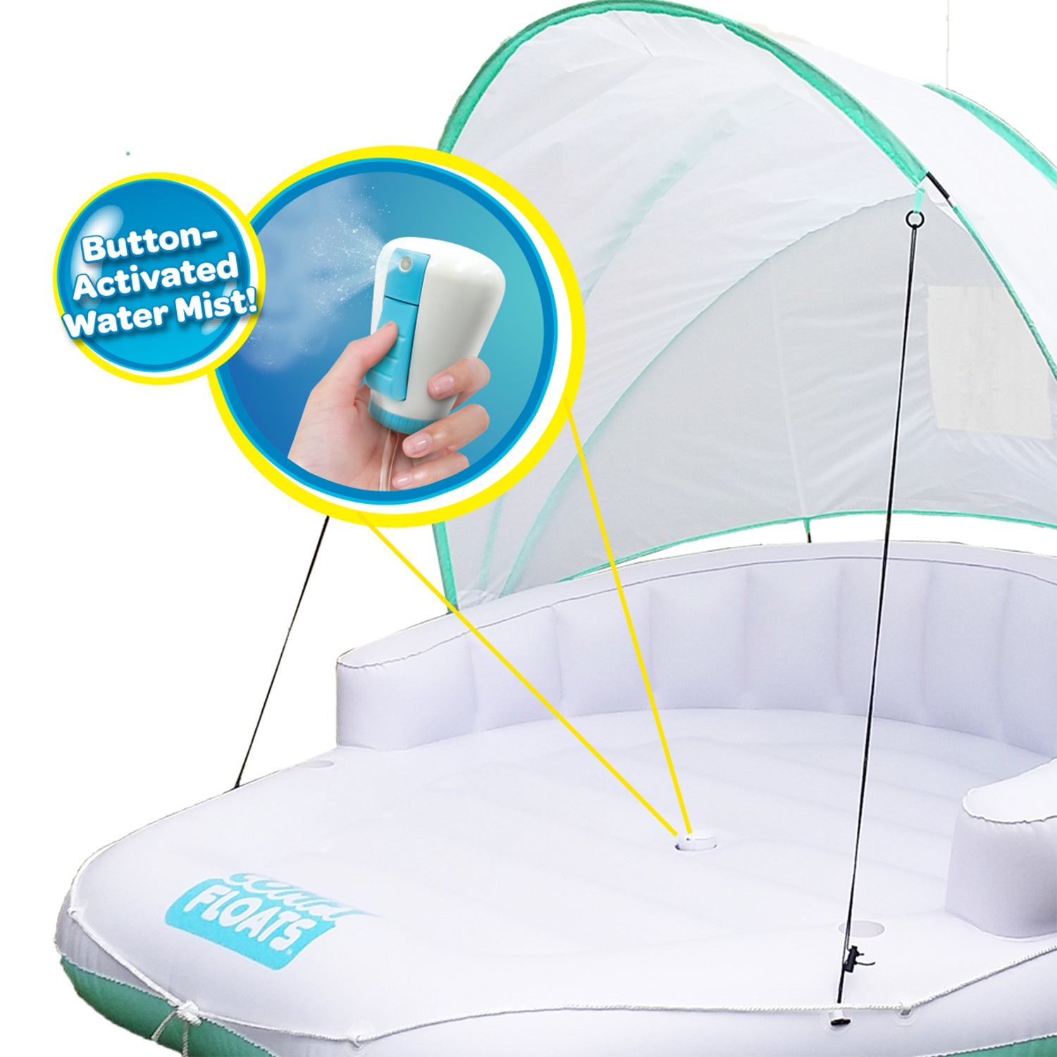 Comfy Floats 13 Foot Misting Platform & Cabana Pool Float with Retractable Cover - VMInnovations
