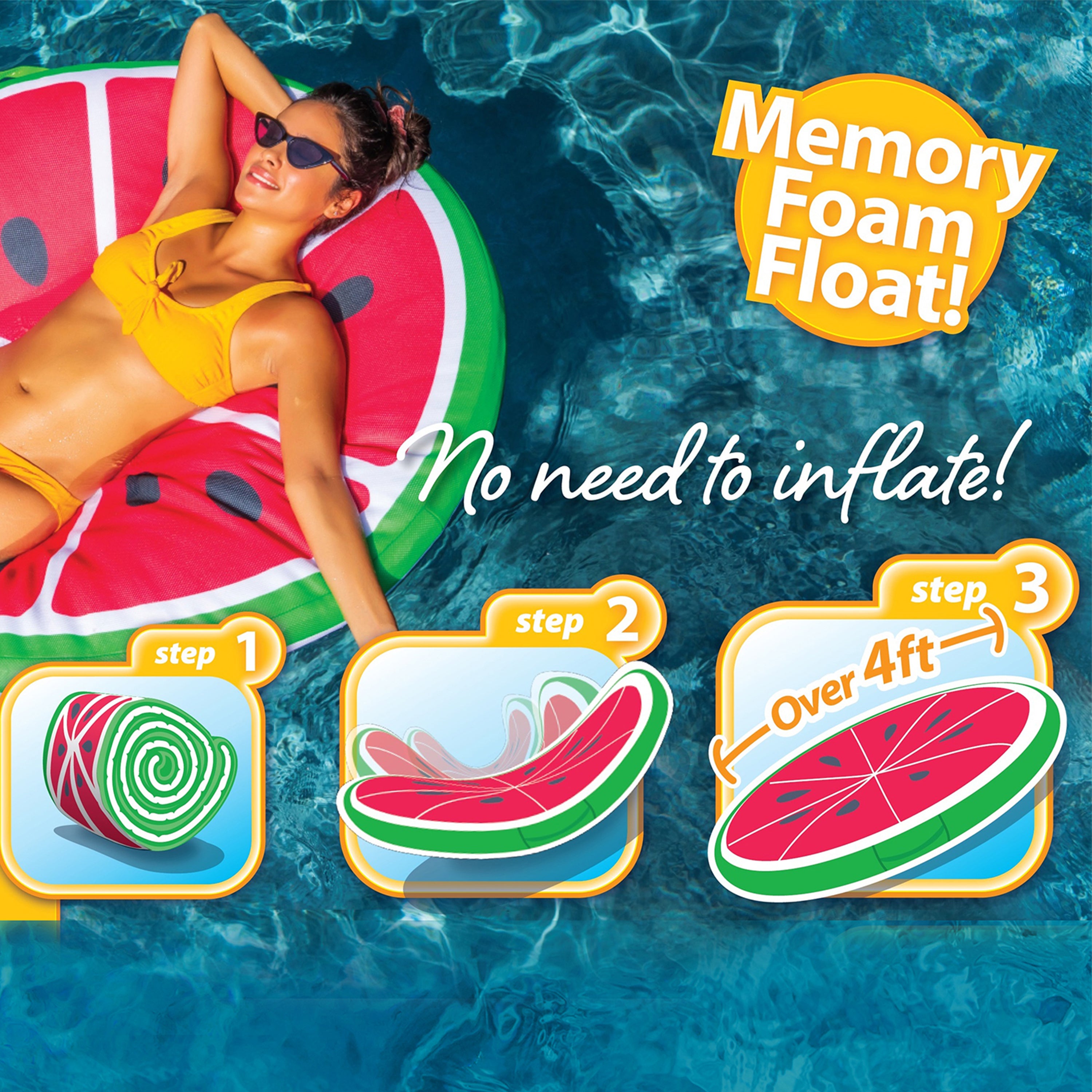 Kahuna Mega Blast Water Park & Comfy Floats Sun Disc Float, Watermelon (2 Pack)