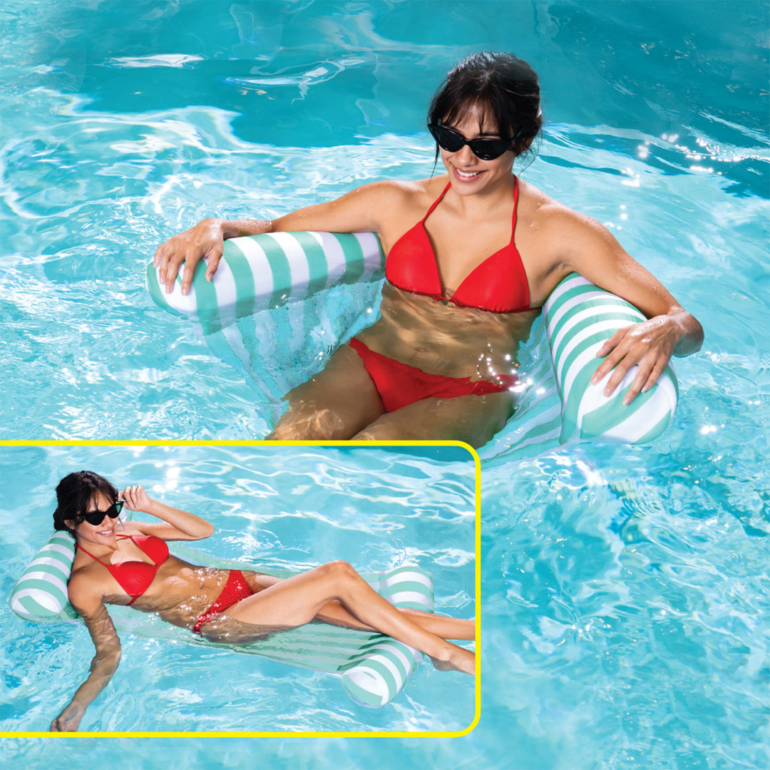 Magic Time International Inflatable Striped Hammock Pool Float, Teal (2 Pack)