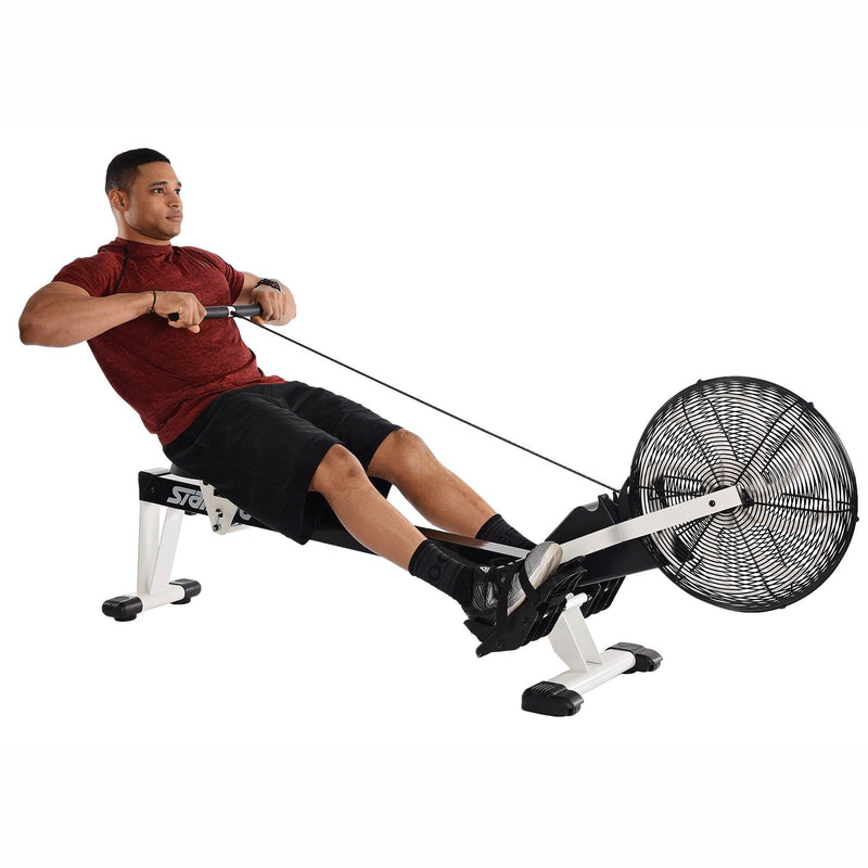 Cardio Exercise Foldable Fitness Air Rower Rowing Machine, Black/White (Used)