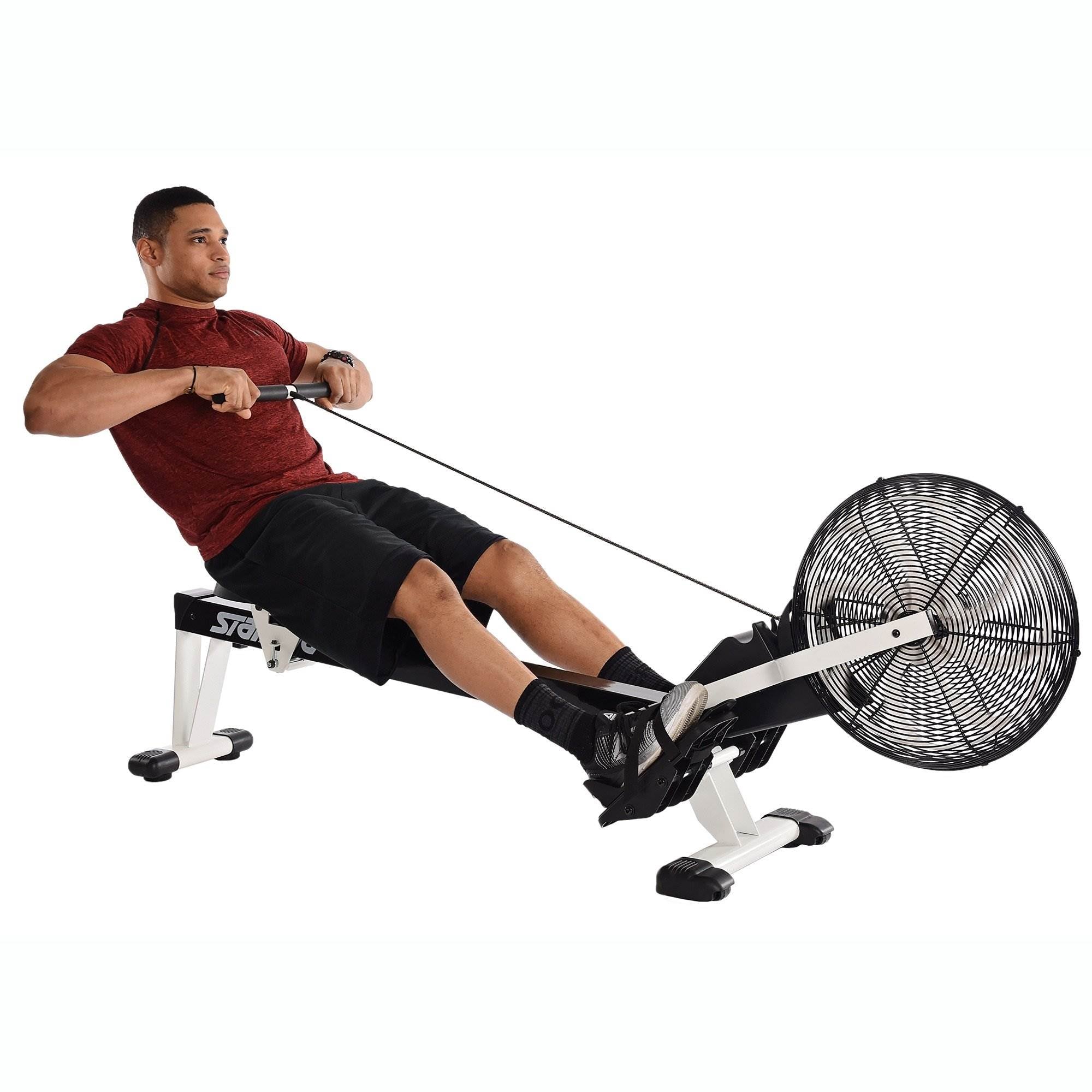 Stamina Cardio Exercise Foldable Fitness Air Rower Rowing Machine, Black/White