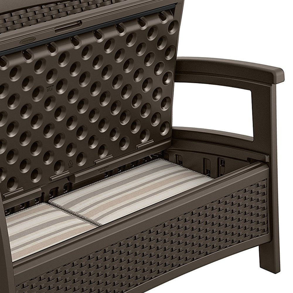 Suncast Resin Wicker Loveseat w/ Storage & Resin Wicker Coffee Table w/ Storage