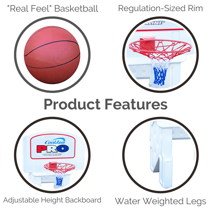 Swimline Cool Jam Pro In-Ground Poolside Basketball Game w/ Adjustable Backboard - VMInnovations