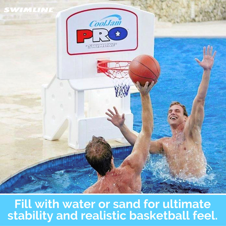 Swimline Cool Jam Pro In-Ground Poolside Basketball Game w/ Adjustable Backboard - VMInnovations