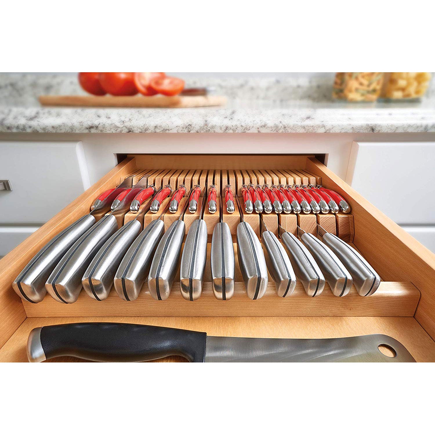 Rev-A-Shelf Double Knife Block Drawer Insert w/ 22 Inch Wood Spice Drawer Insert