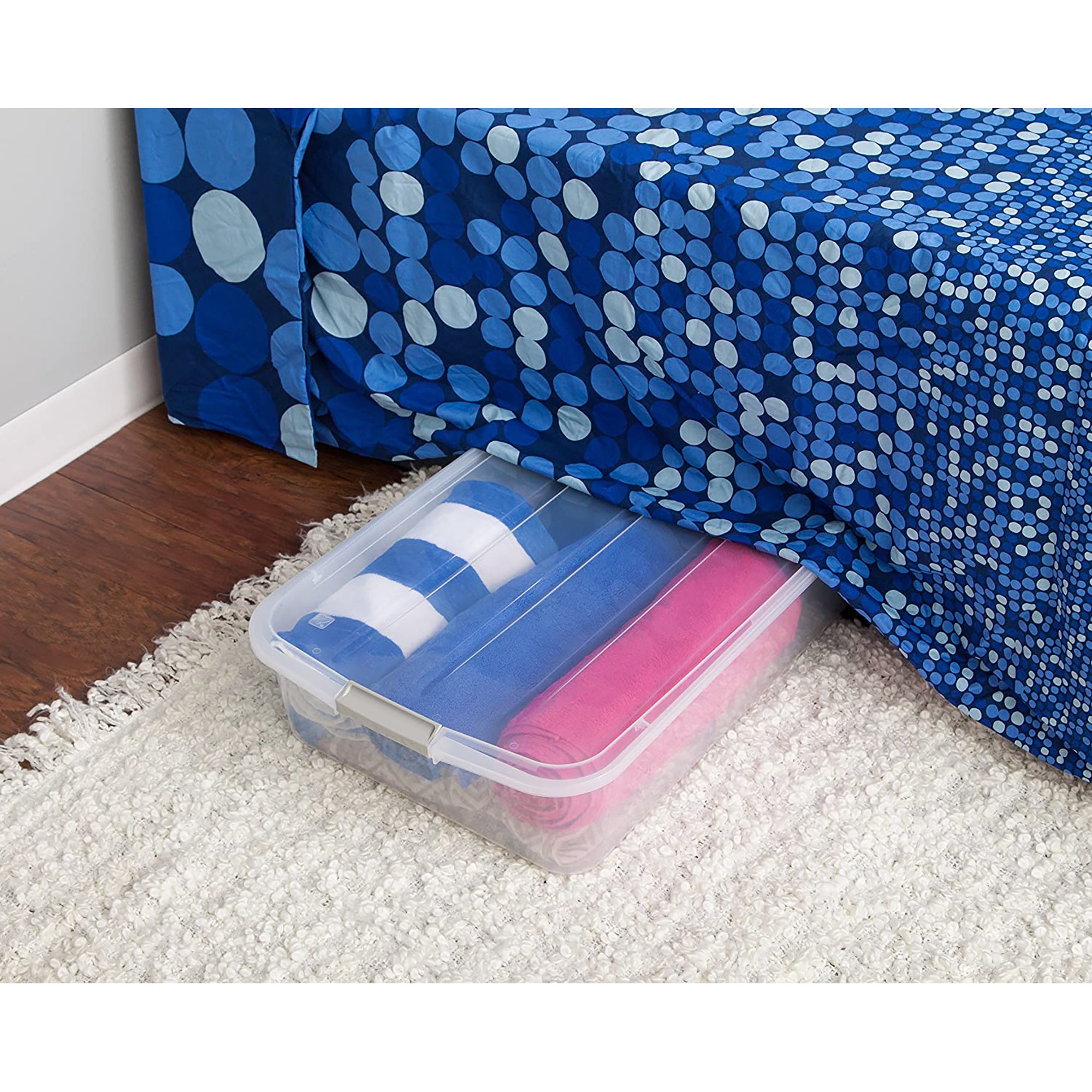 IRIS USA 50qt Clear Plastic Underbed Latched Stack Storage Container (24 Pack) - VMInnovations