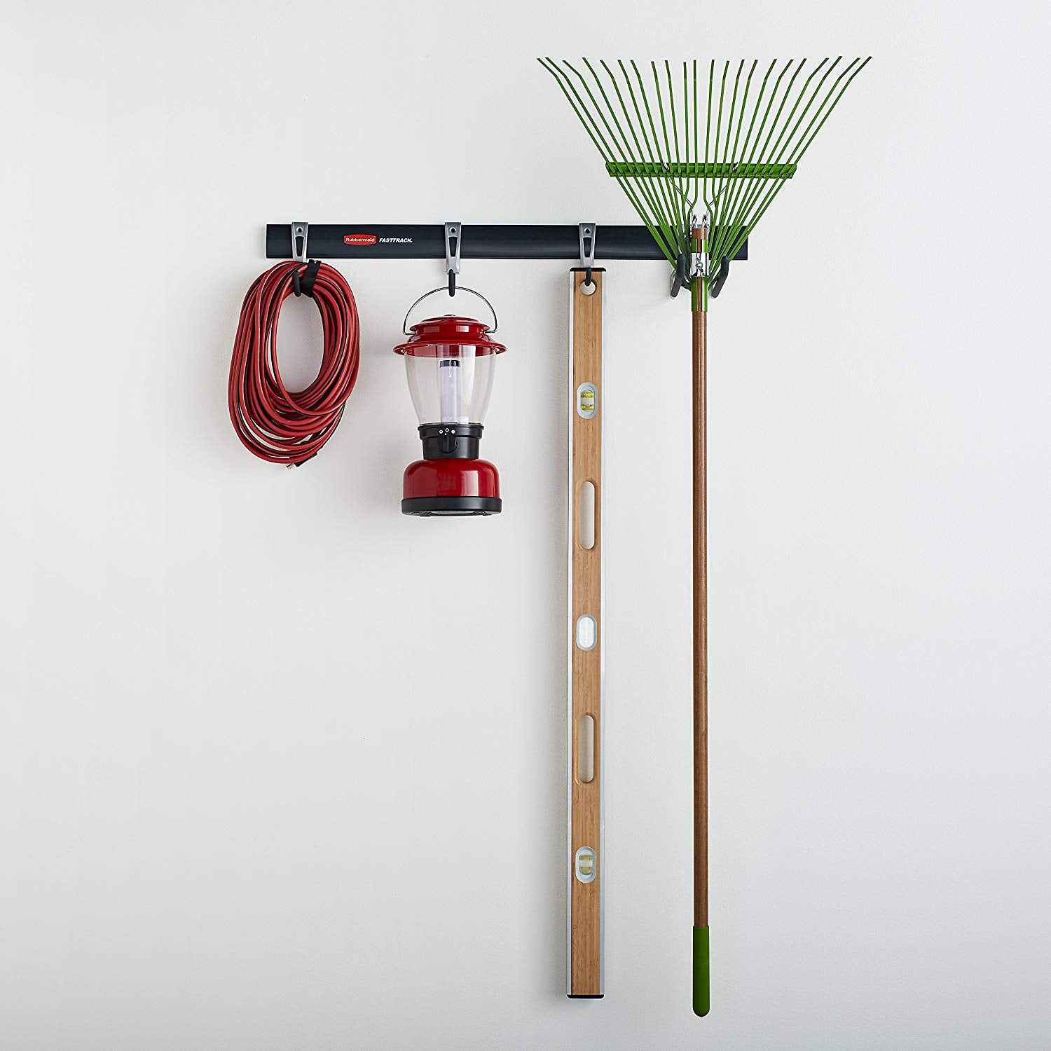 Rubbermaid FastTrack Garage Storage System 5 Piece All in One Rail and Hook Kit - VMInnovations