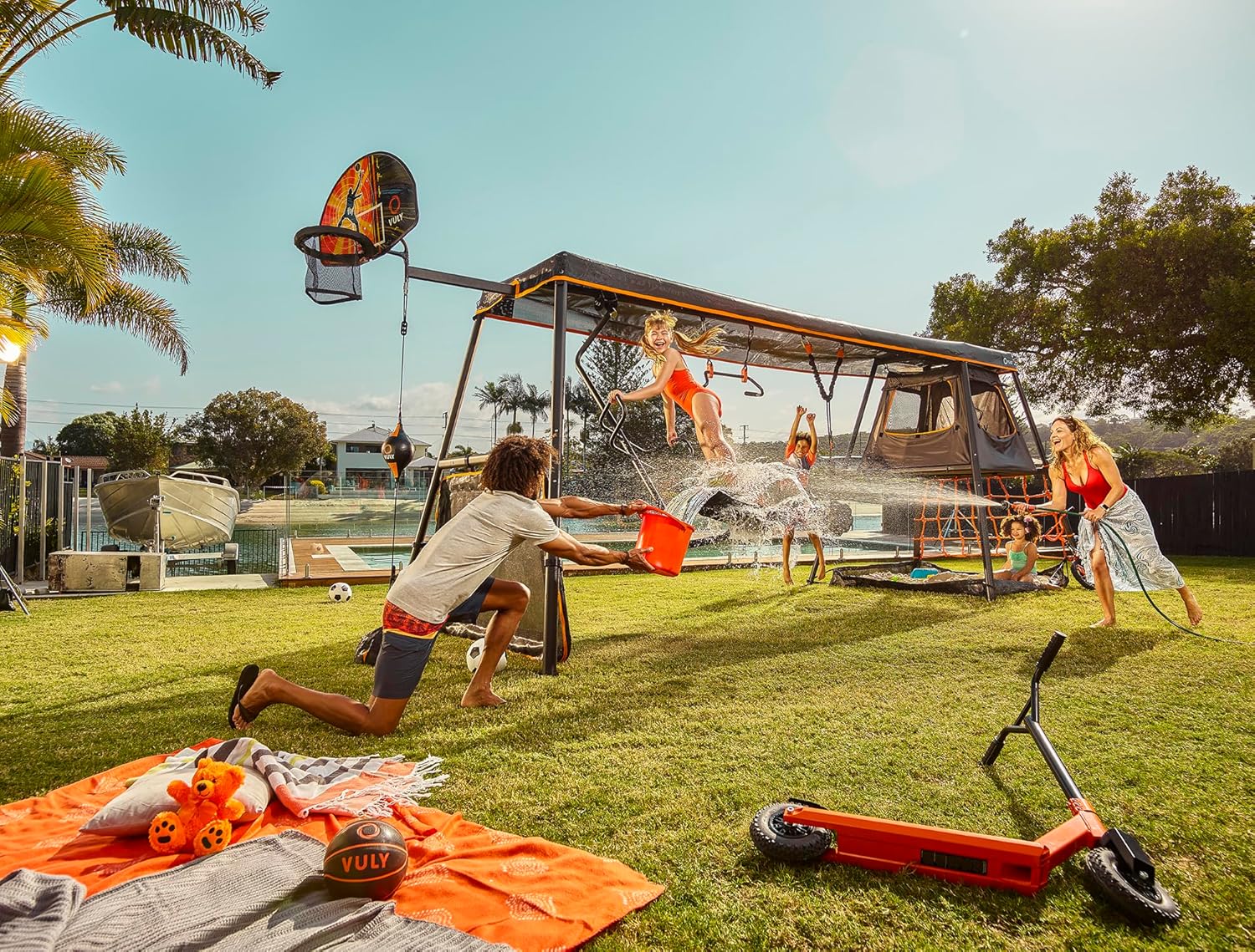 Swing Set Upsize Kit + Max Swingset Box A (2 Pack) + Max Swingset Box B + Max Shade Cover (M) + Seat Swing + Monkey Swing - VMInnovations