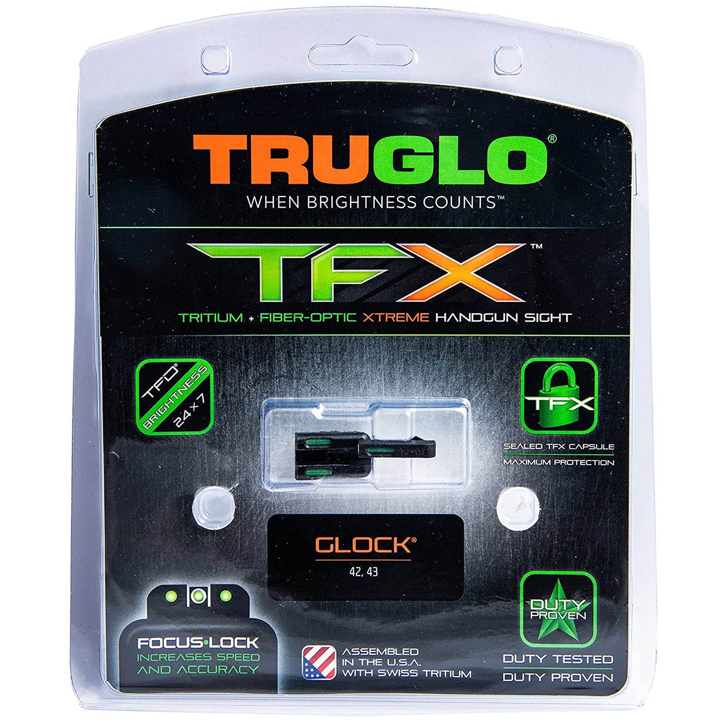 TruGlo TFK Fiber Optic Tritium Handgun Glock Pistol Sight Accessories, 42/43 - VMInnovations