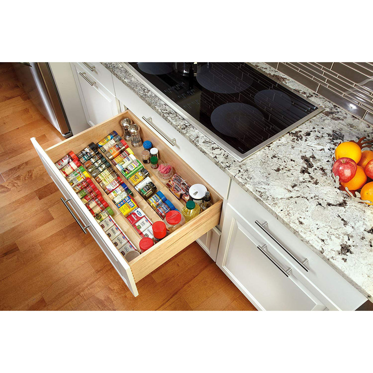 Rev-A-Shelf Double Knife Block Drawer Insert w/ 22 Inch Wood Spice Drawer Insert