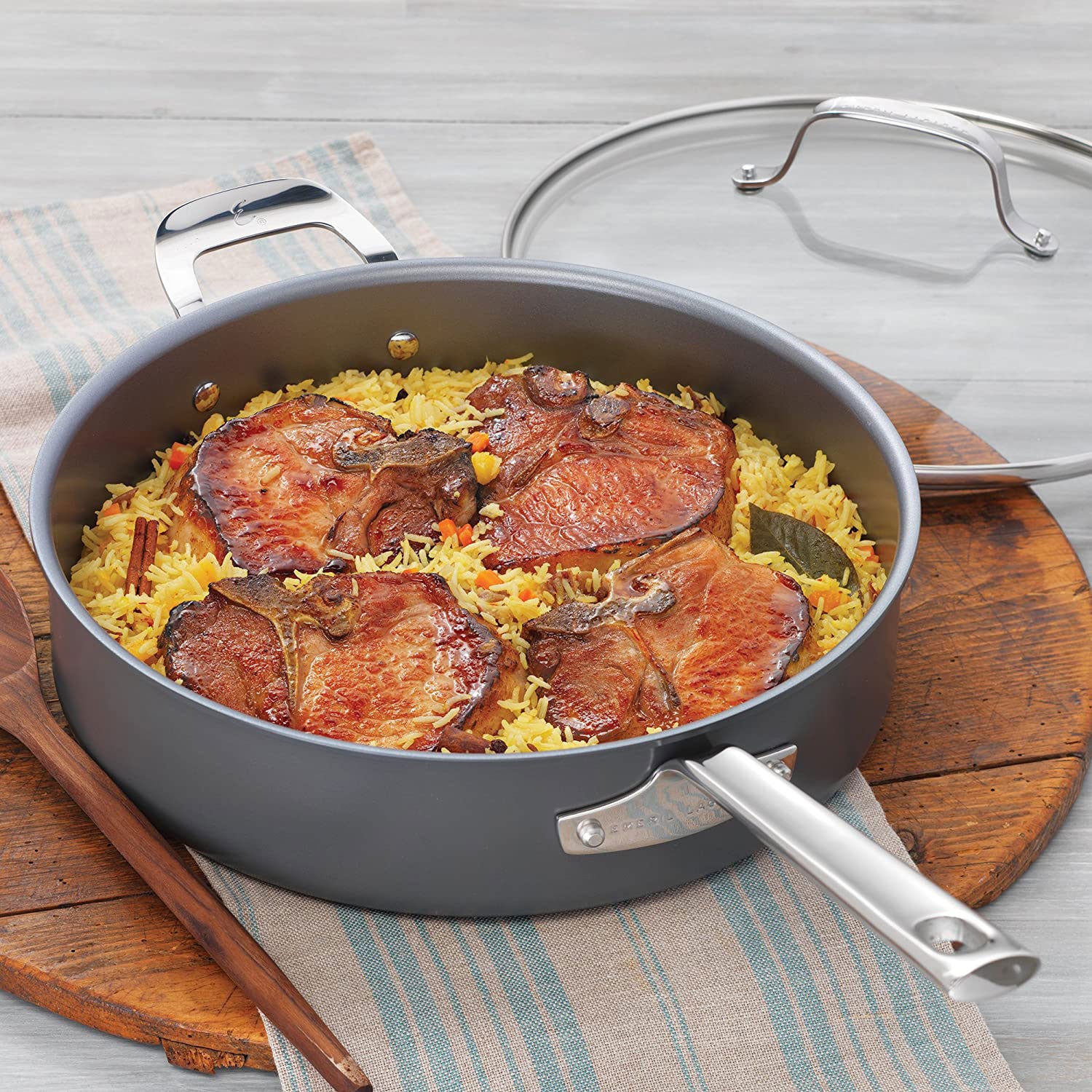 Emeril Lagasse Nonstick Hard Anodized Covered Deep 5 Quart Saute Pan (Open Box)