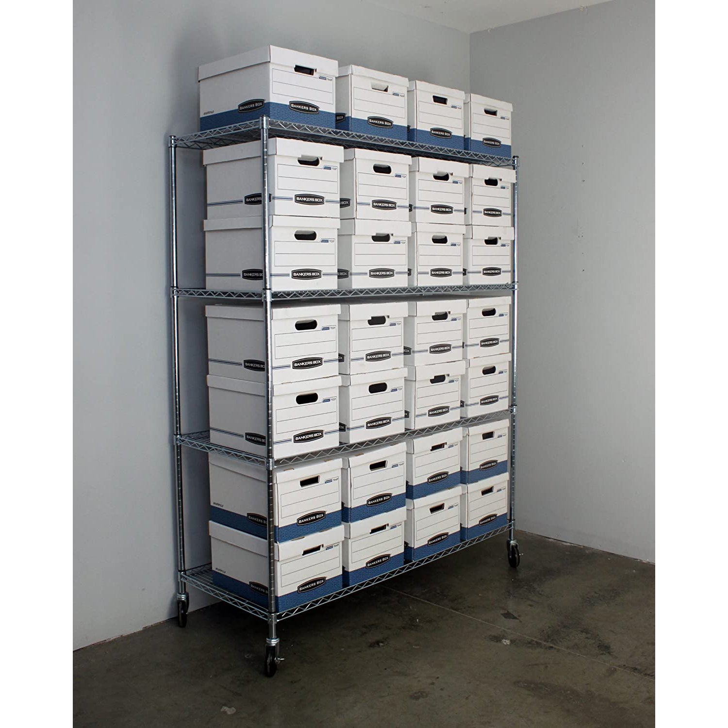 SafeRacks 24 x 60 x 72" 4 Tier Steel Wire Storage Shelving Rack w/Wheels, Silver - VMInnovations